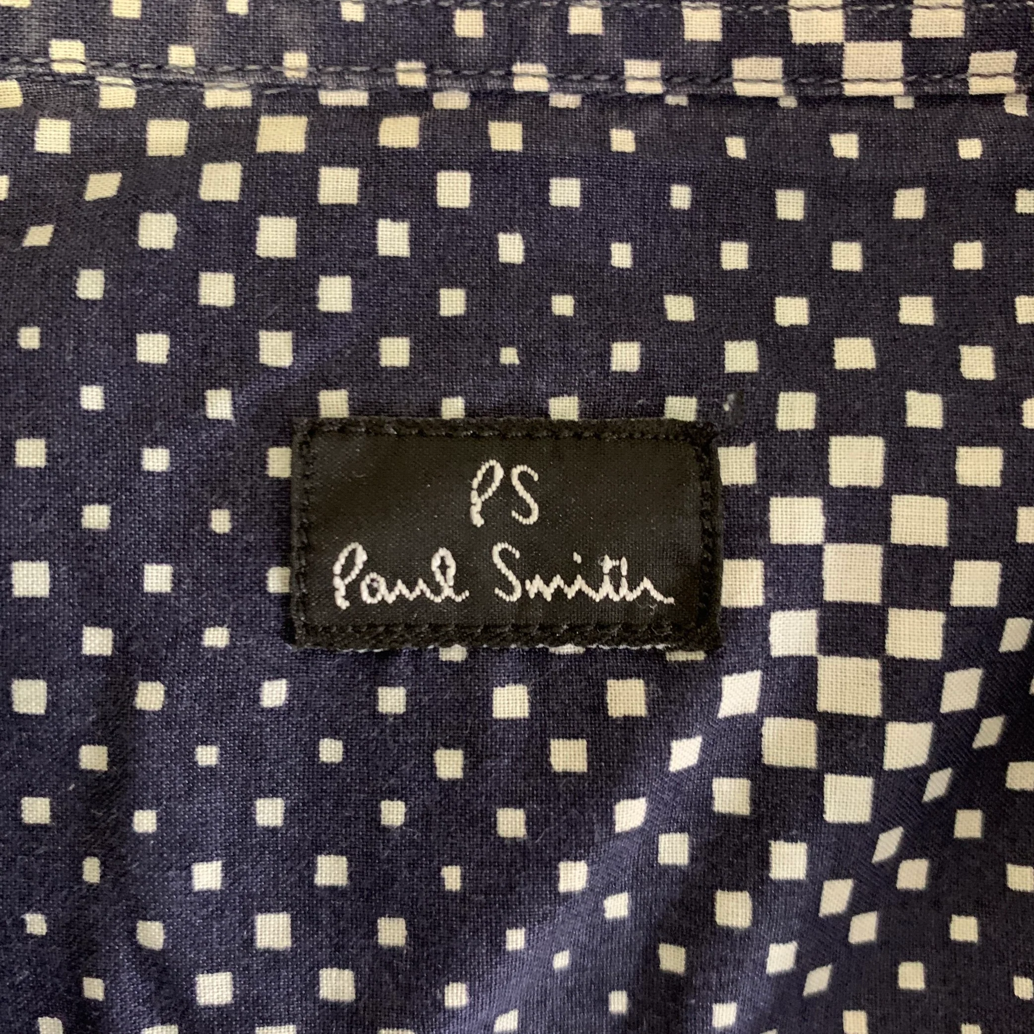 PS by PAUL SMITH Size S Navy White Gradient Cotton Cutaway Long Sleeve Shirt - Image 5