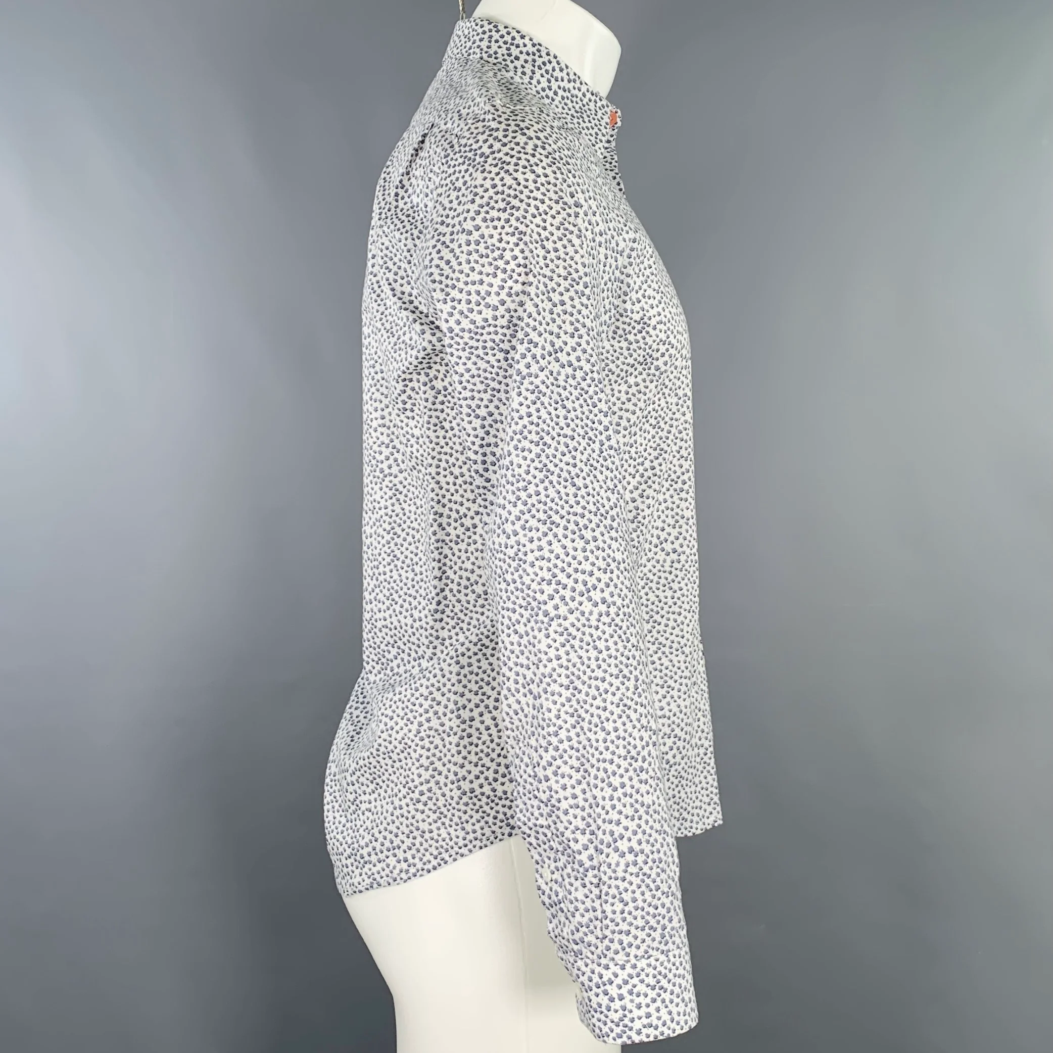PS by PAUL SMITH Size S White Grey Abstract Cotton Long Sleeve Shirt - Image 3