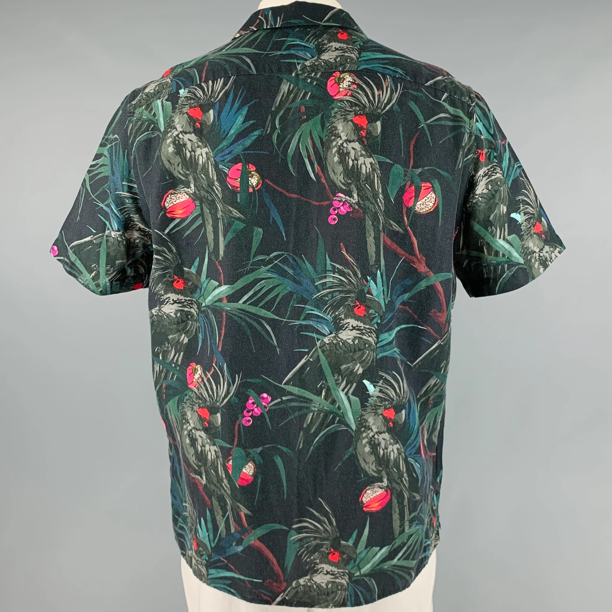 PS by PAUL SMITH Size XL Black Multi-Color Print Camp Short Sleeve Shirt - Image 4
