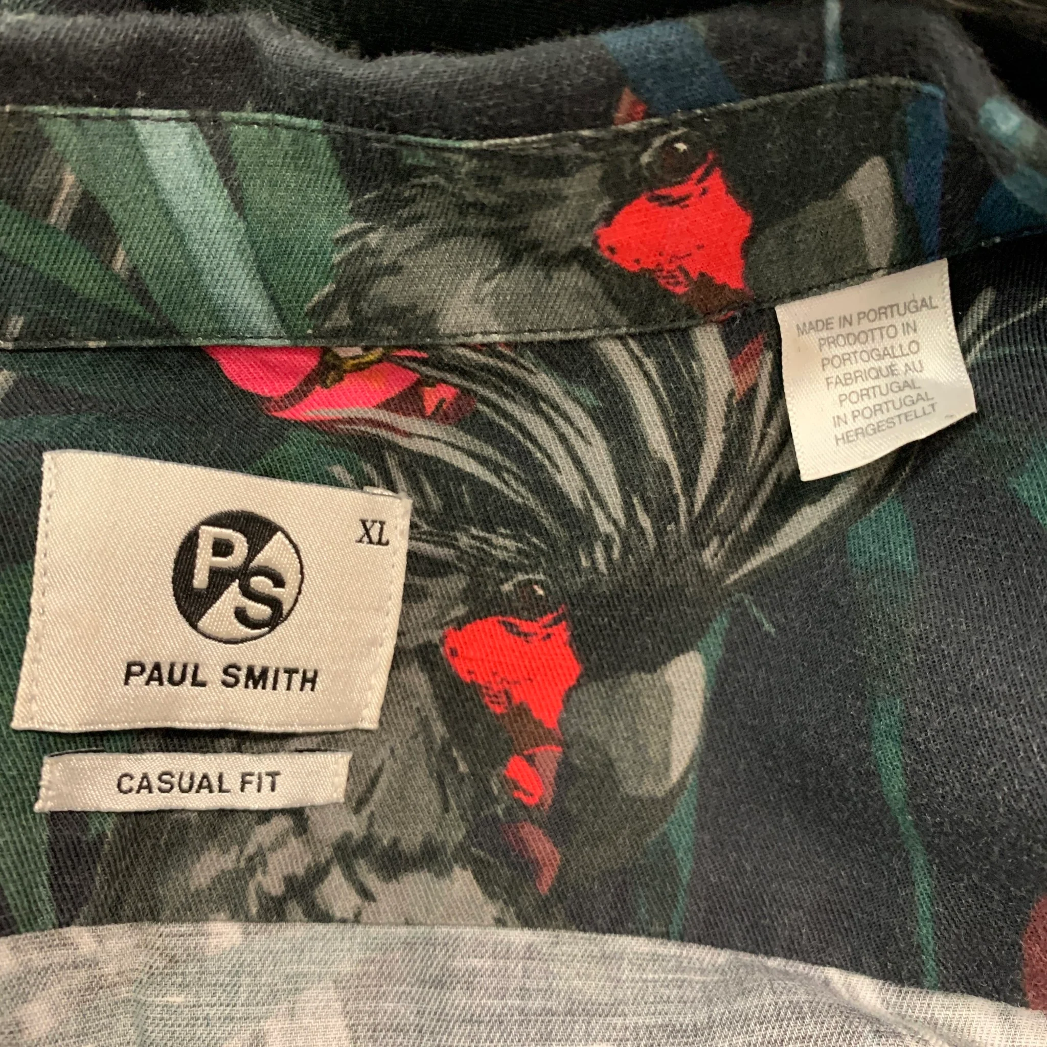 PS by PAUL SMITH Size XL Black Multi-Color Print Camp Short Sleeve Shirt - Image 7