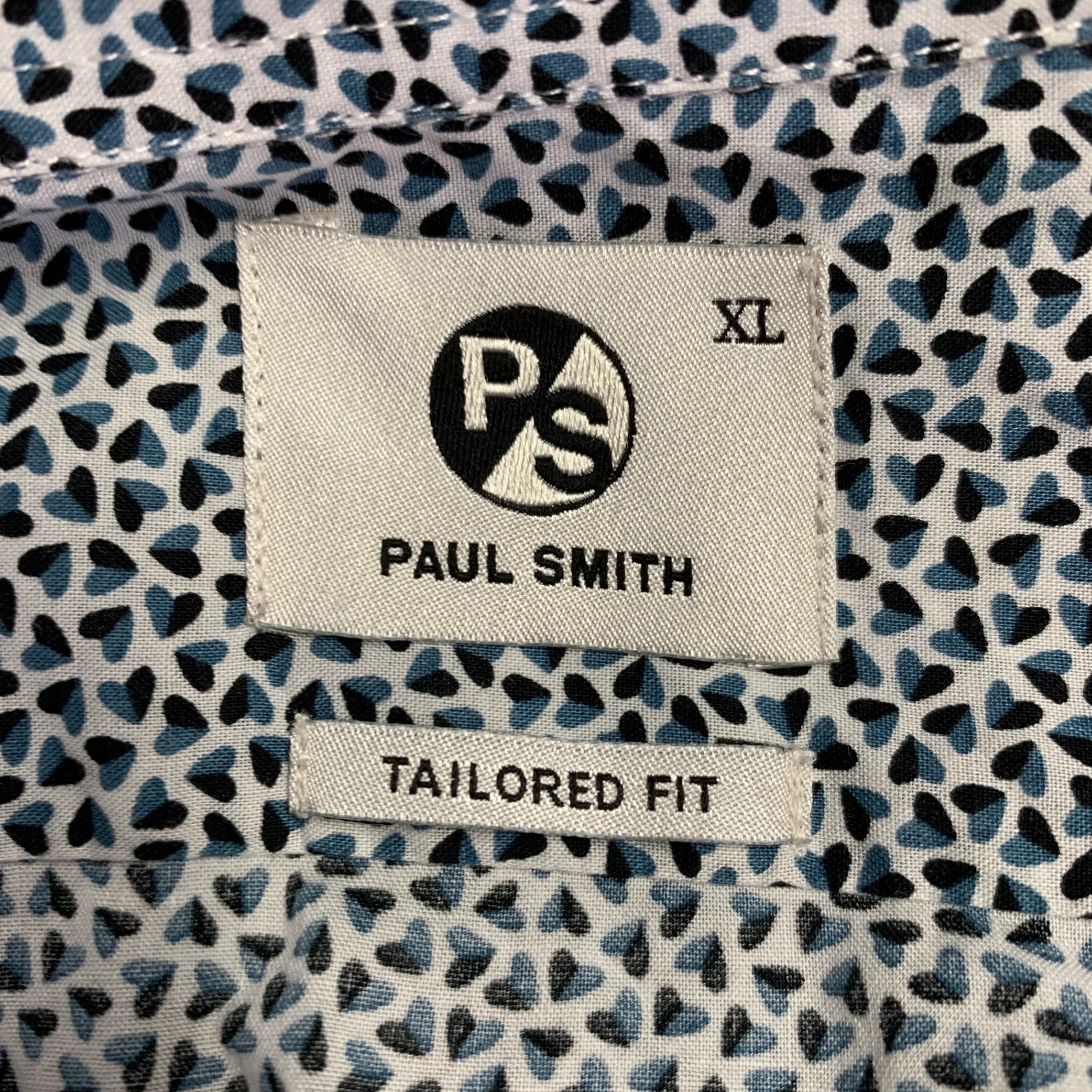 PS by PAUL SMITH Size XL White Black Blue Hearts Cotton Long Sleeve Shirt - Image 5