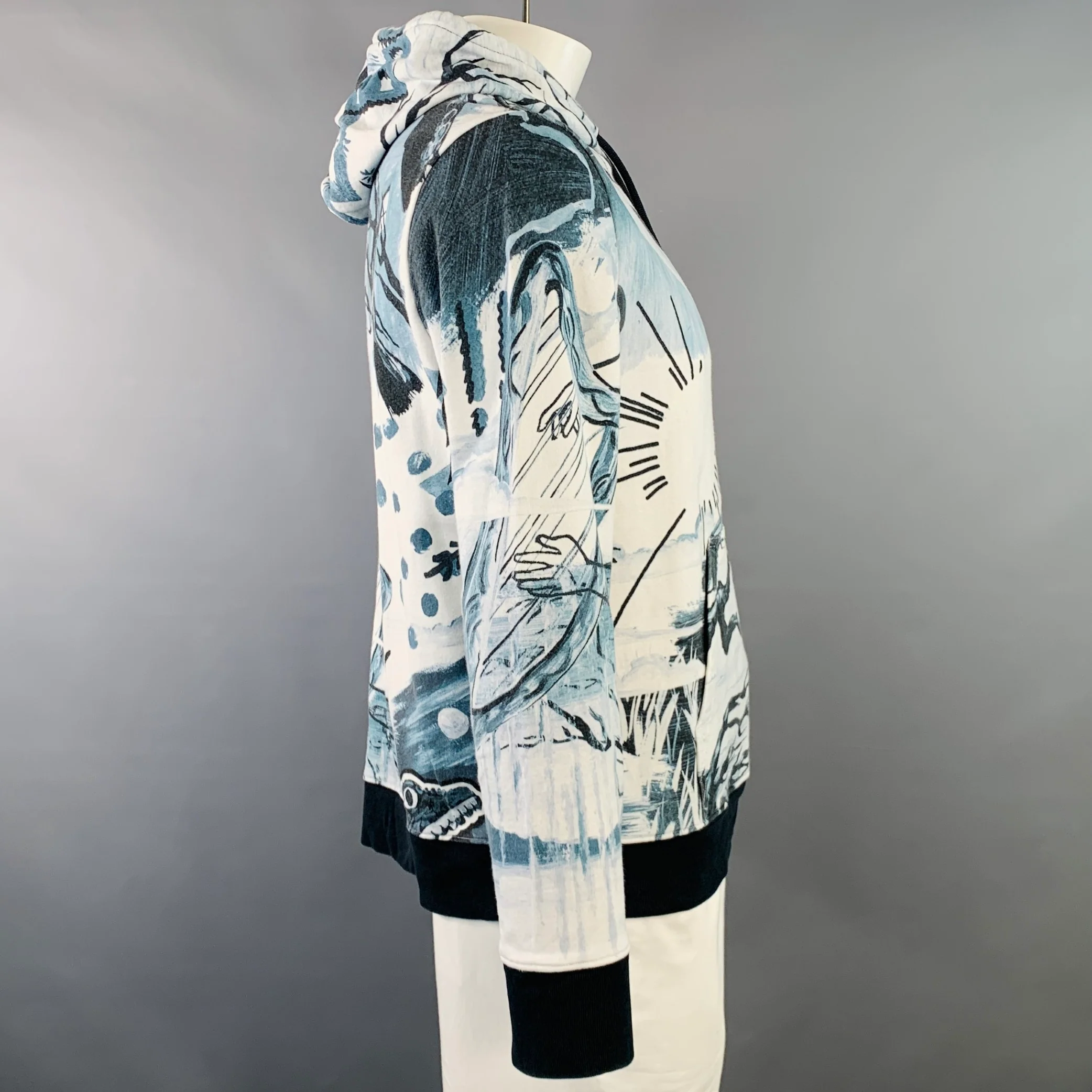 PS by PAUL SMITH Size XL White Navy Landscape Graphic Cotton Hoodie Sweatshirt - Image 2