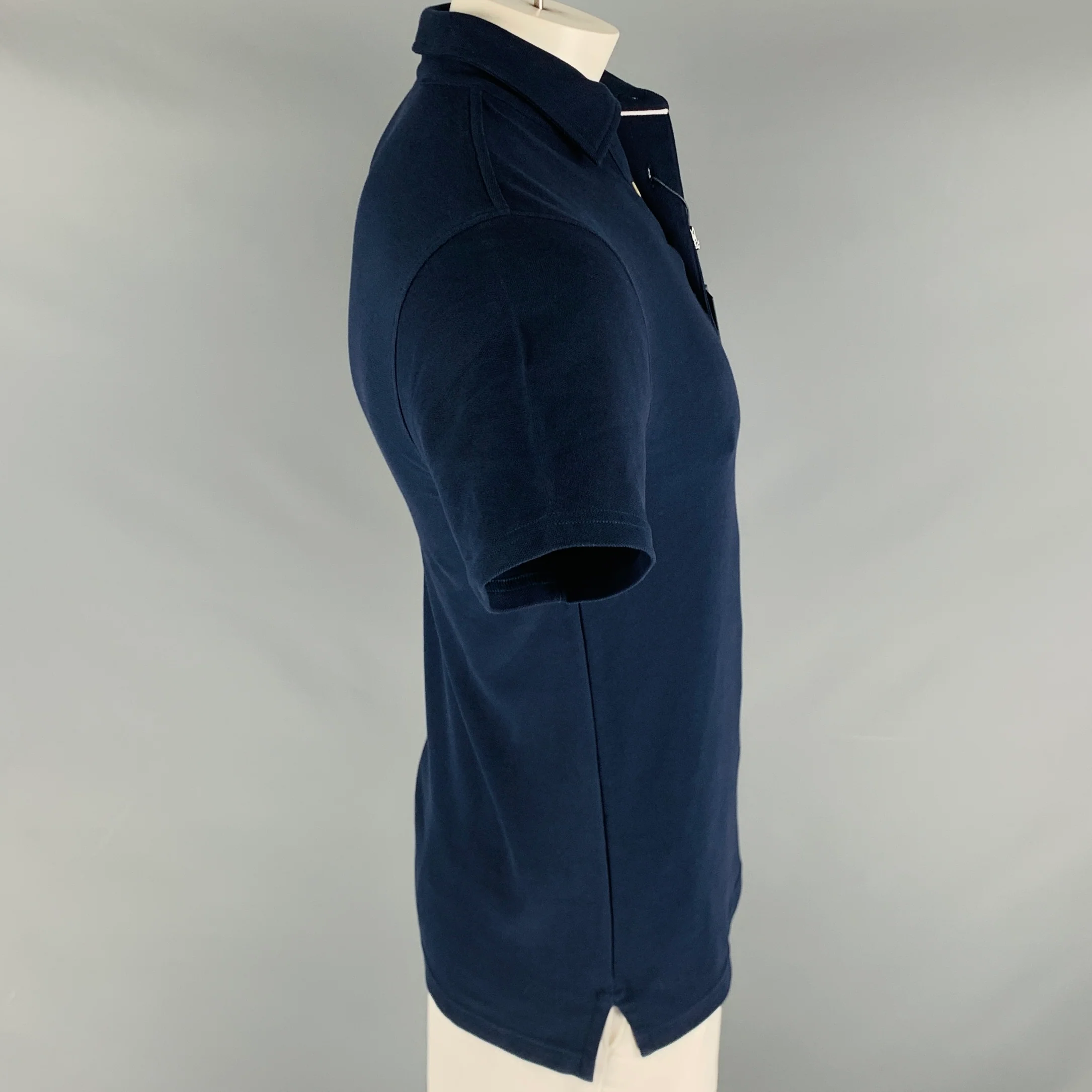 PSYCHO BUNNY Size L Navy Cotton Buttoned Polo - Image 3