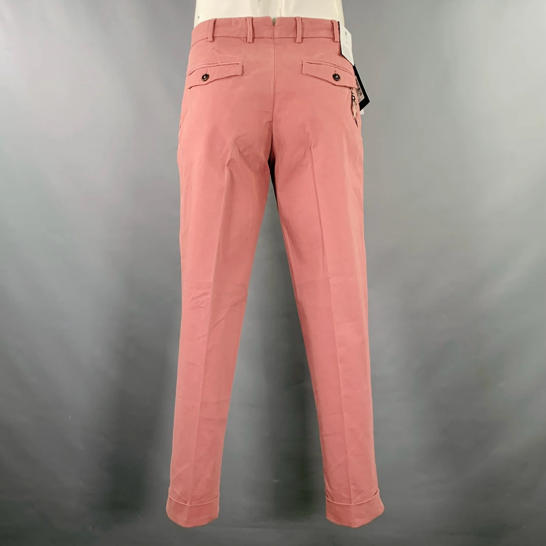 PT TORINO Size 34 Pink Rose Cotton Blend Pleated Dress Pants - Image 3