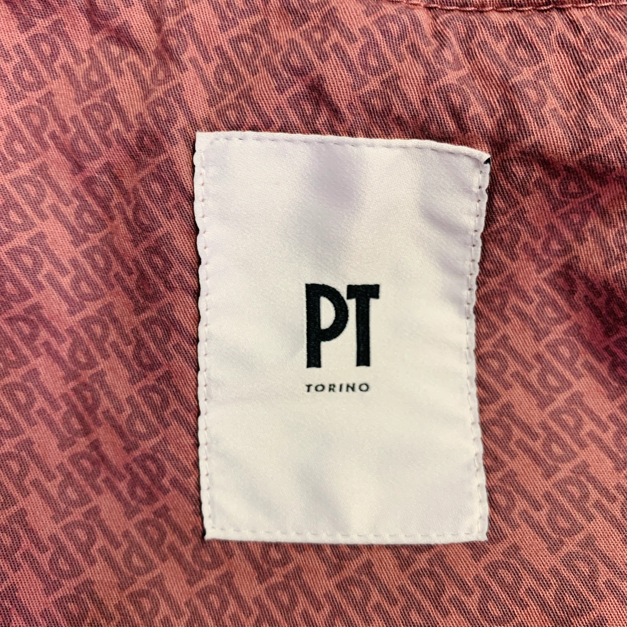 PT TORINO Size 34 Pink Rose Cotton Blend Pleated Dress Pants - Image 5