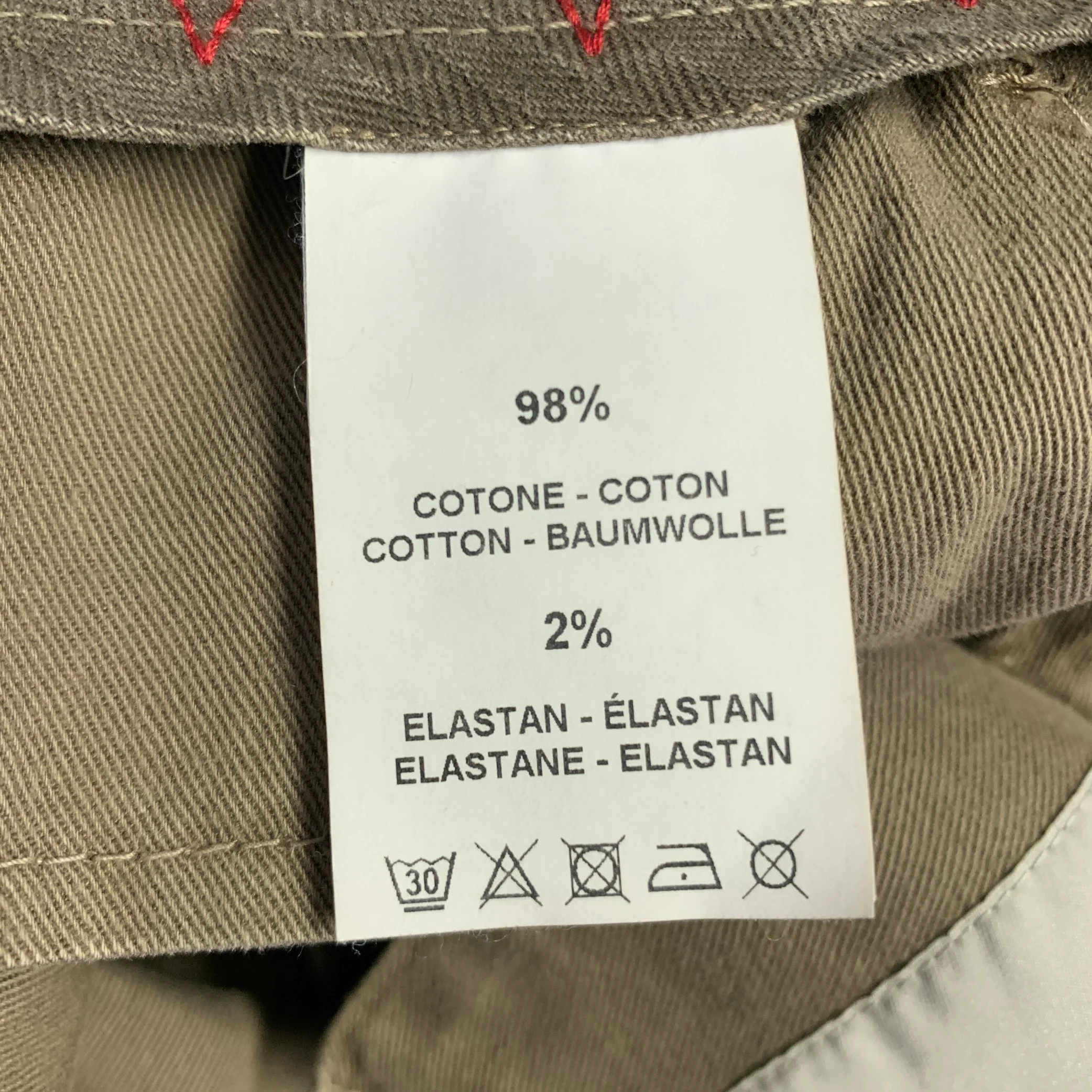 PT01 Size 33 Khaki Cotton Elastane Chino Casual Pants - Image 5