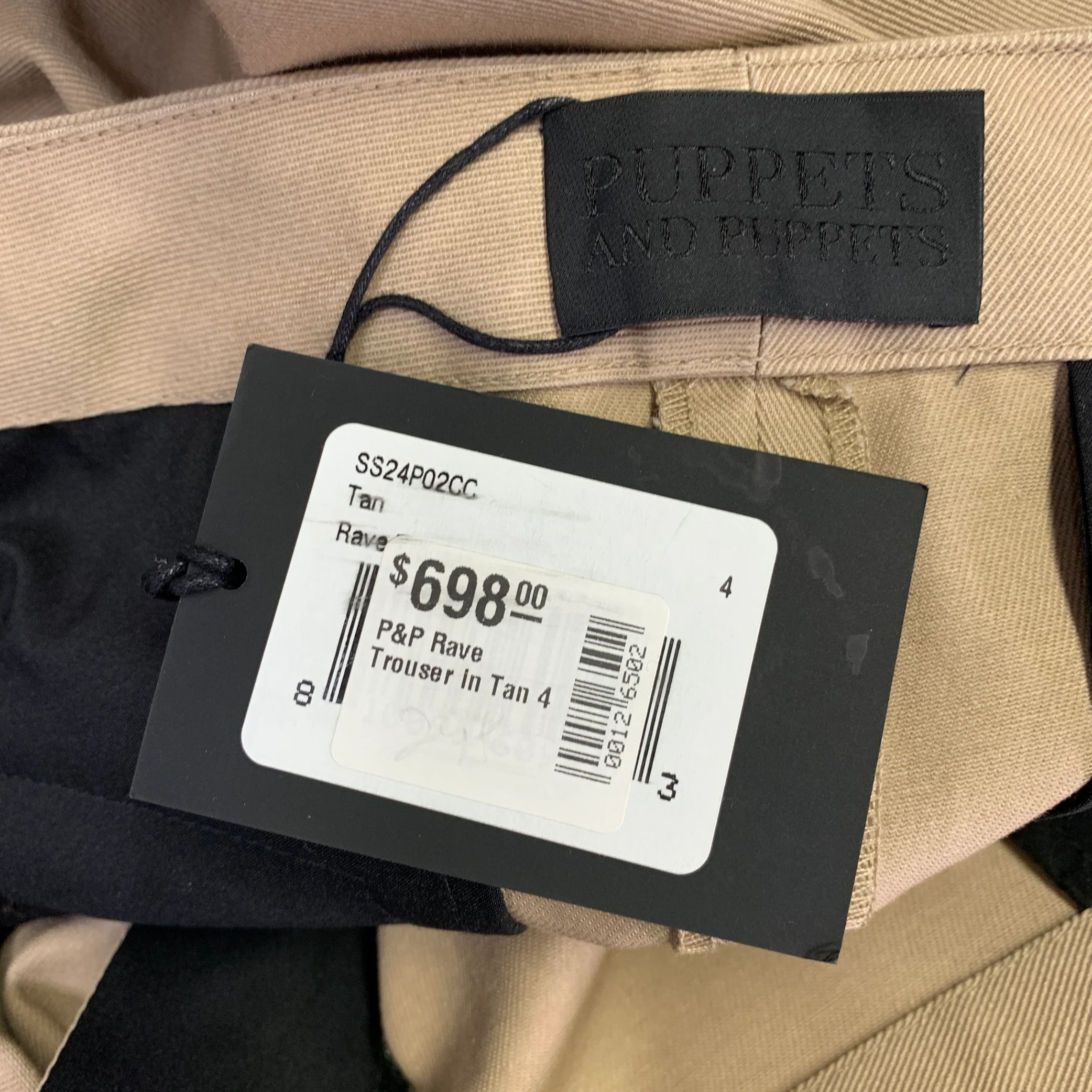 PUPPETS & PUPPETS Size 4 Rave Trouser Tan Cotton Twill Wide Leg Dress Pants - Image 3