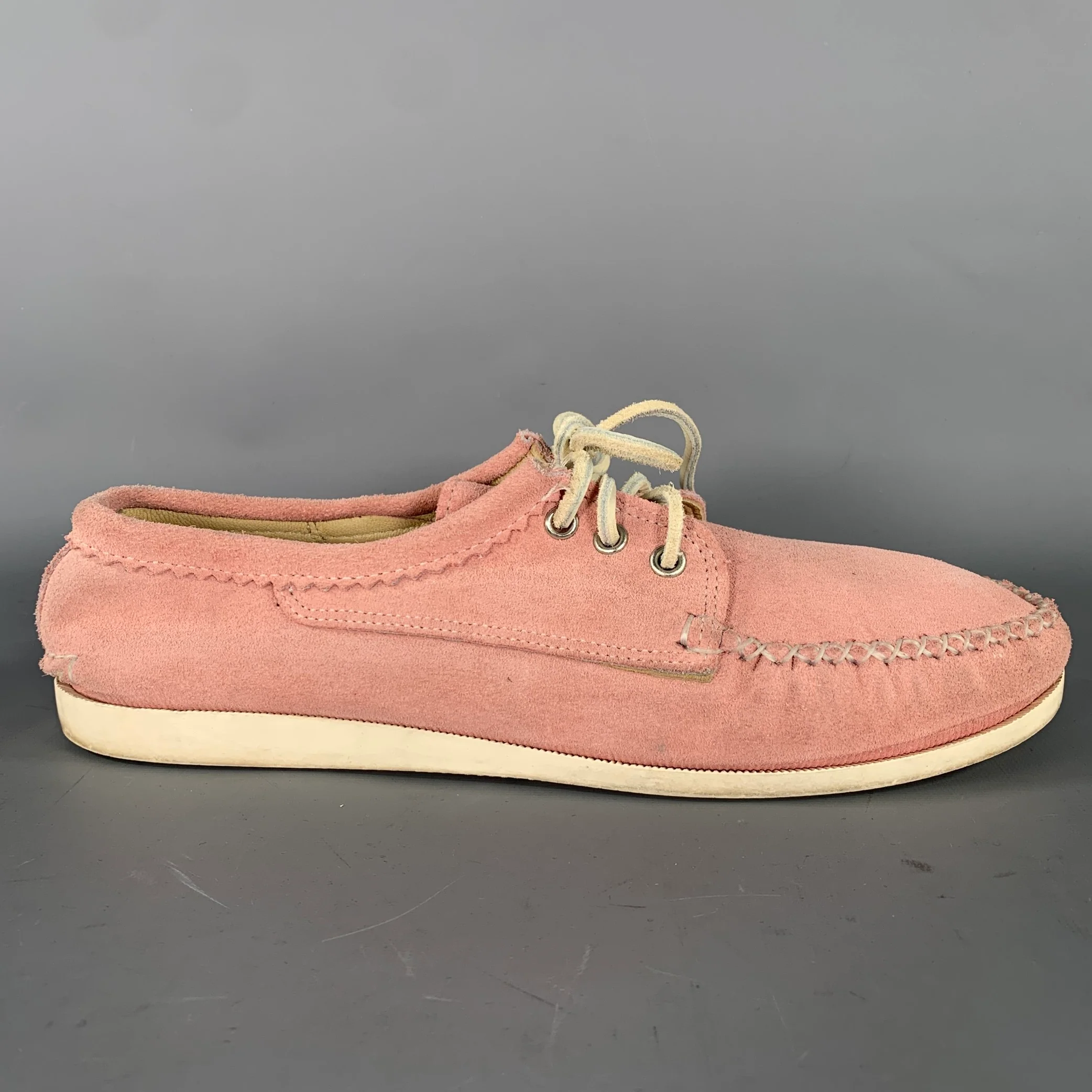 QUODDY Size 10 Pink Distressed Suede Yacht Lace Up Shoes - Image 2
