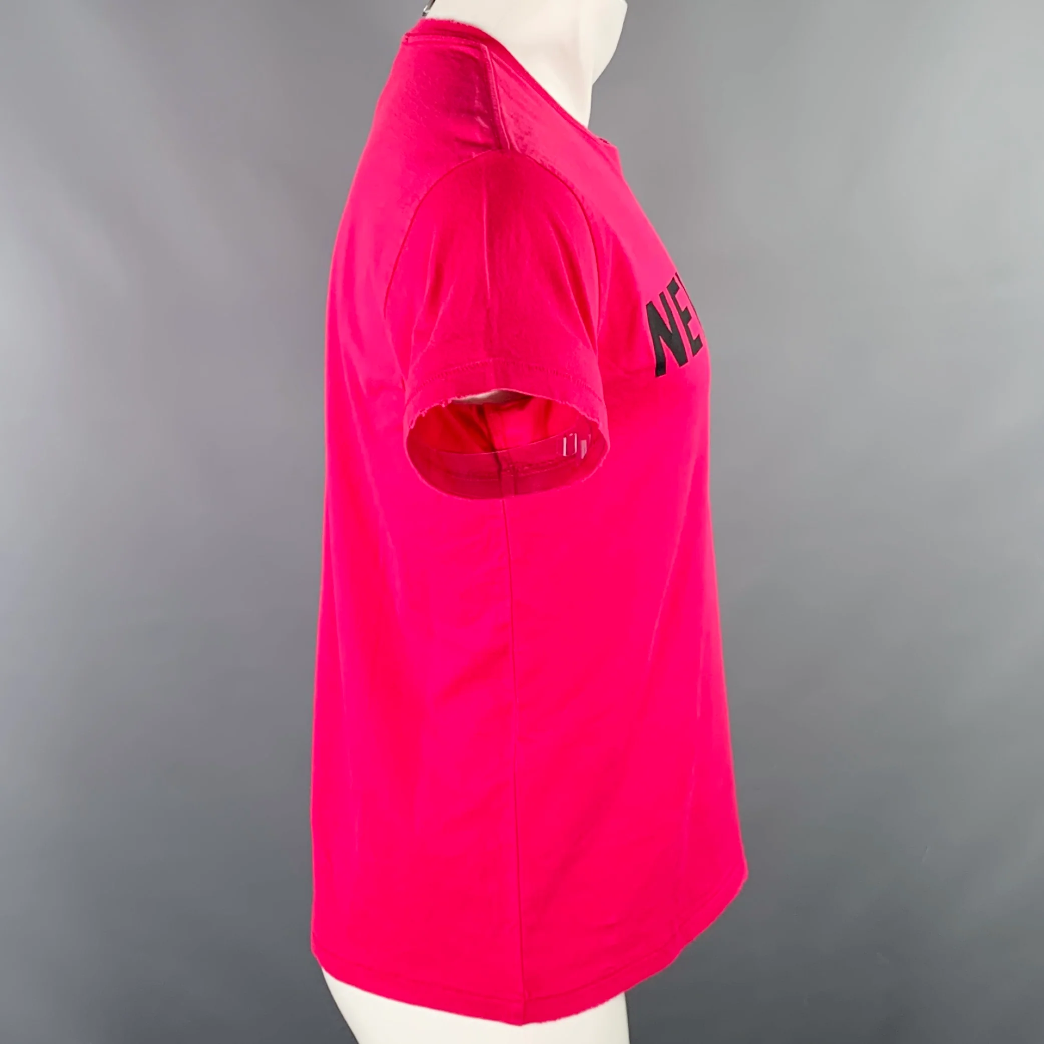 R13 Size S New York Boy Black Fuchsia Print Cotton Short Sleeve T-shirt - Image 3