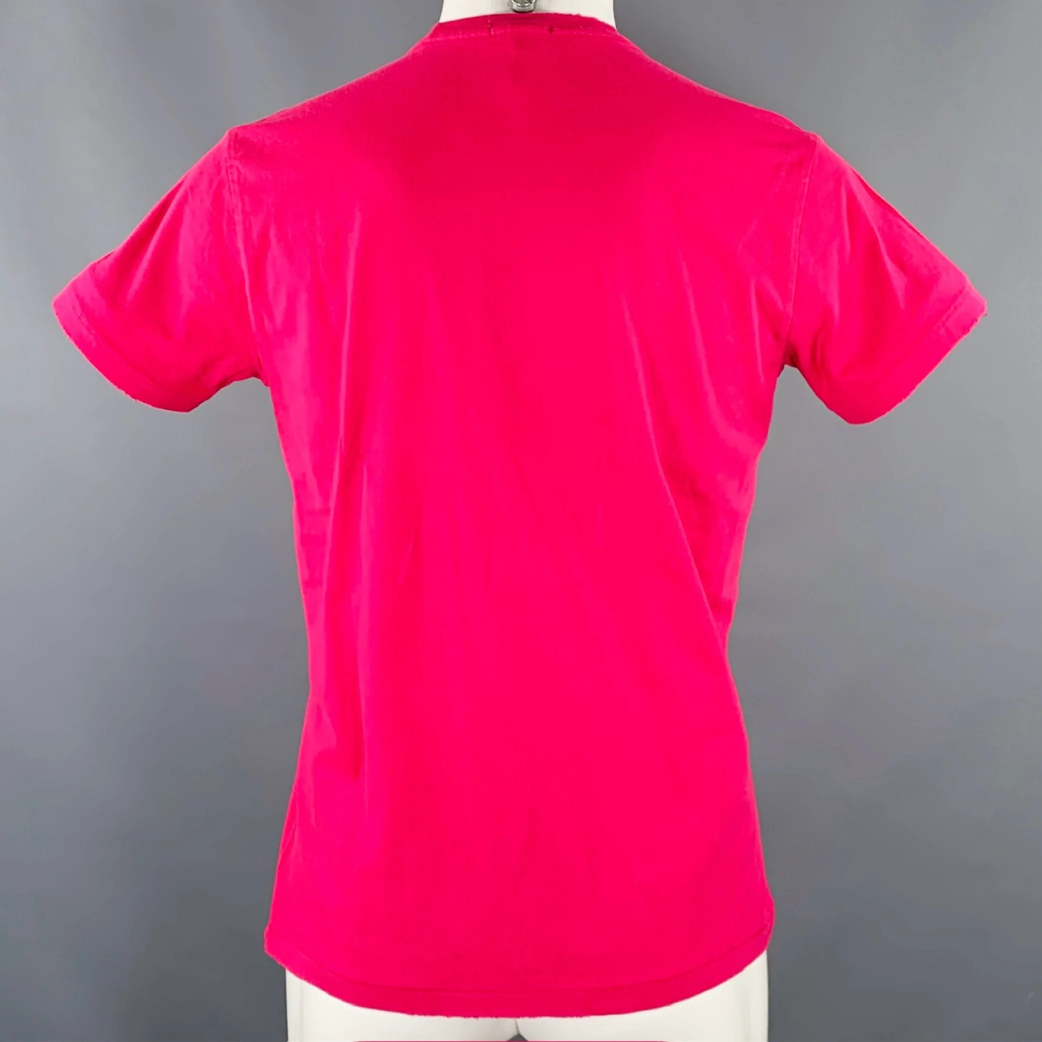 R13 Size S New York Boy Black Fuchsia Print Cotton Short Sleeve T-shirt - Image 4