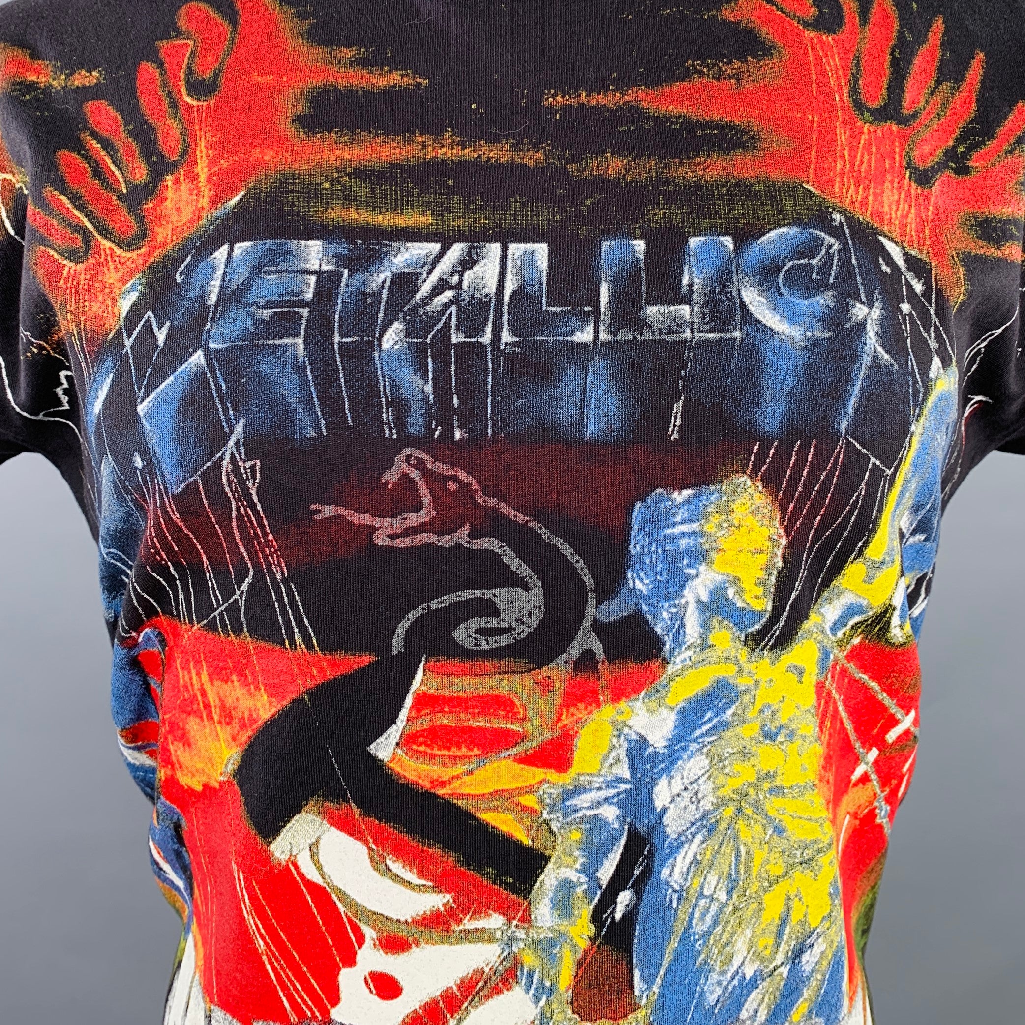 R13 Size XS Metallica Black Multi Color Rock Concert Cotton Crew Neck T-shirt - Image 2