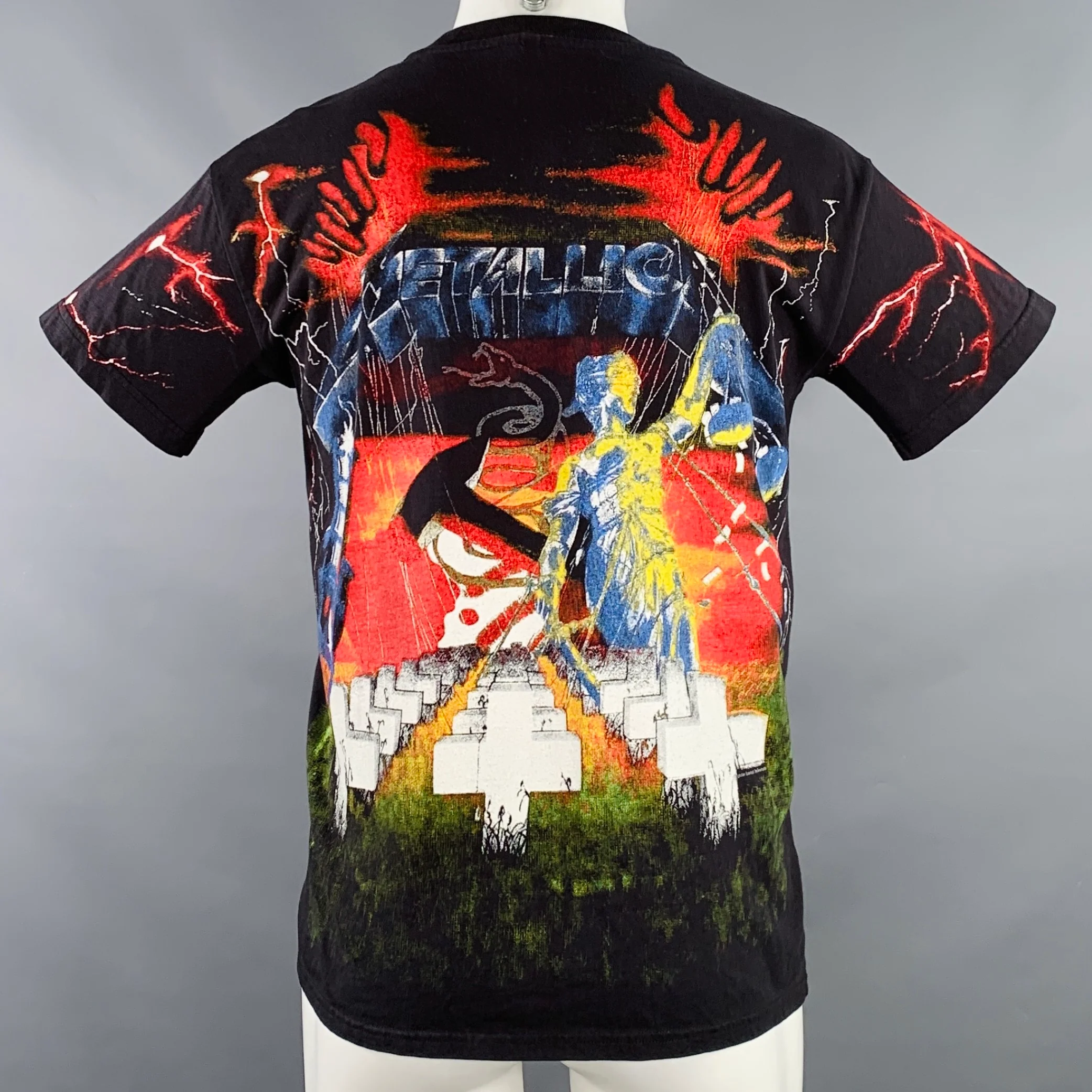R13 Size XS Metallica Black Multi Color Rock Concert Cotton Crew Neck T-shirt - Image 4