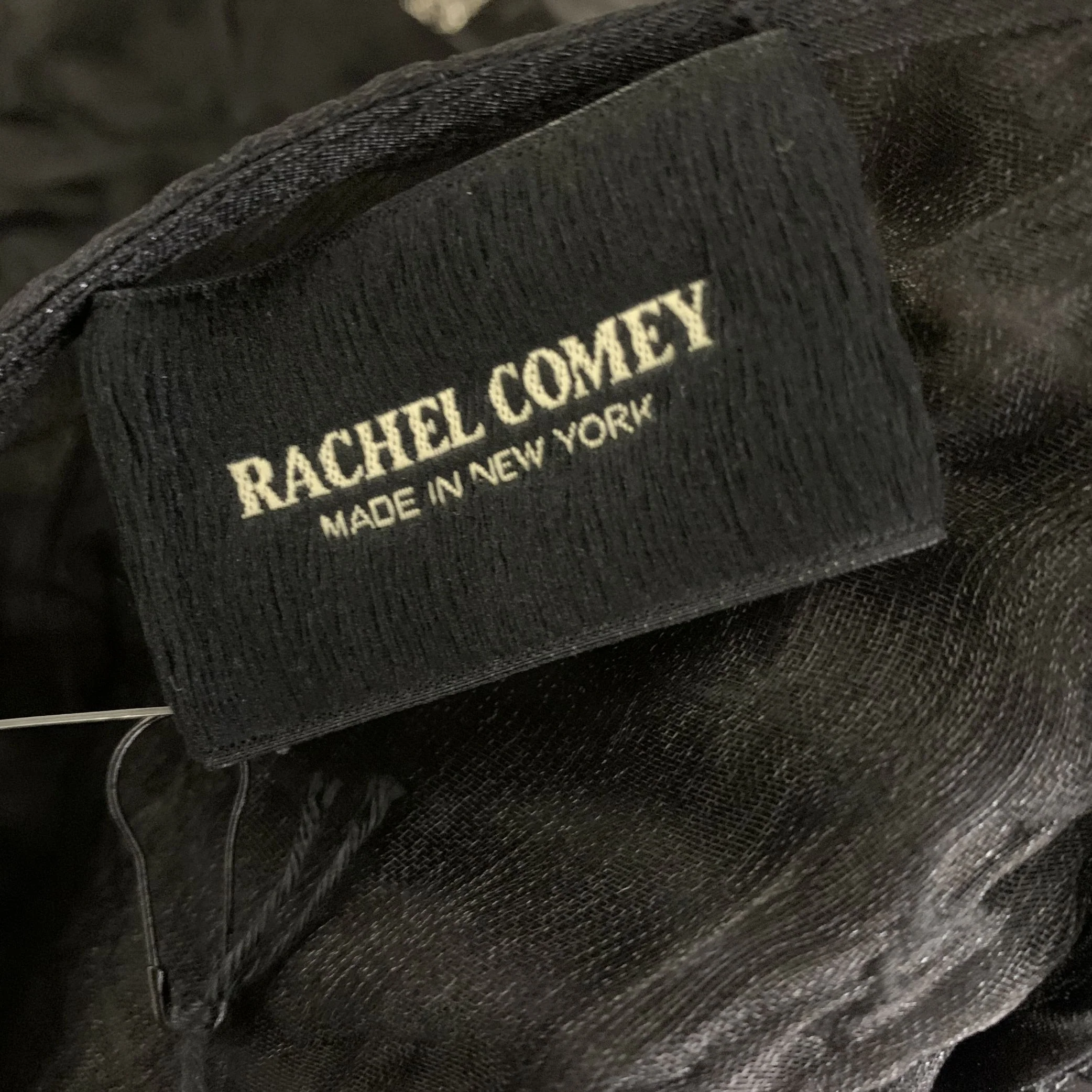 RACHEL COMEY Size 4 Black Silver Silk Blend 50-317 Metallic Dress Top - Image 4