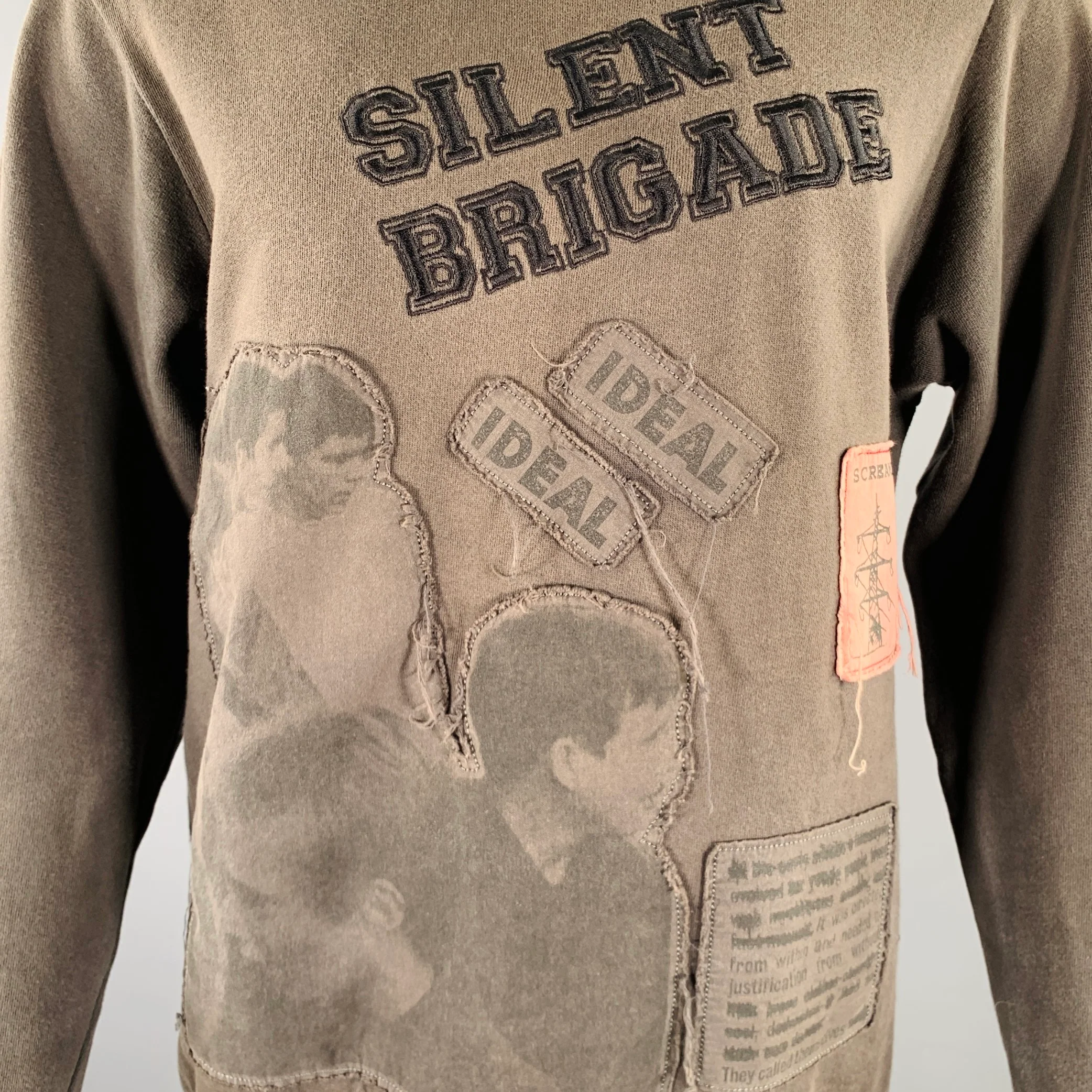 RAF by RAF SIMONS Size XS Grey Black Patches Cotton Crew Neck Sweatshirt - Image 2