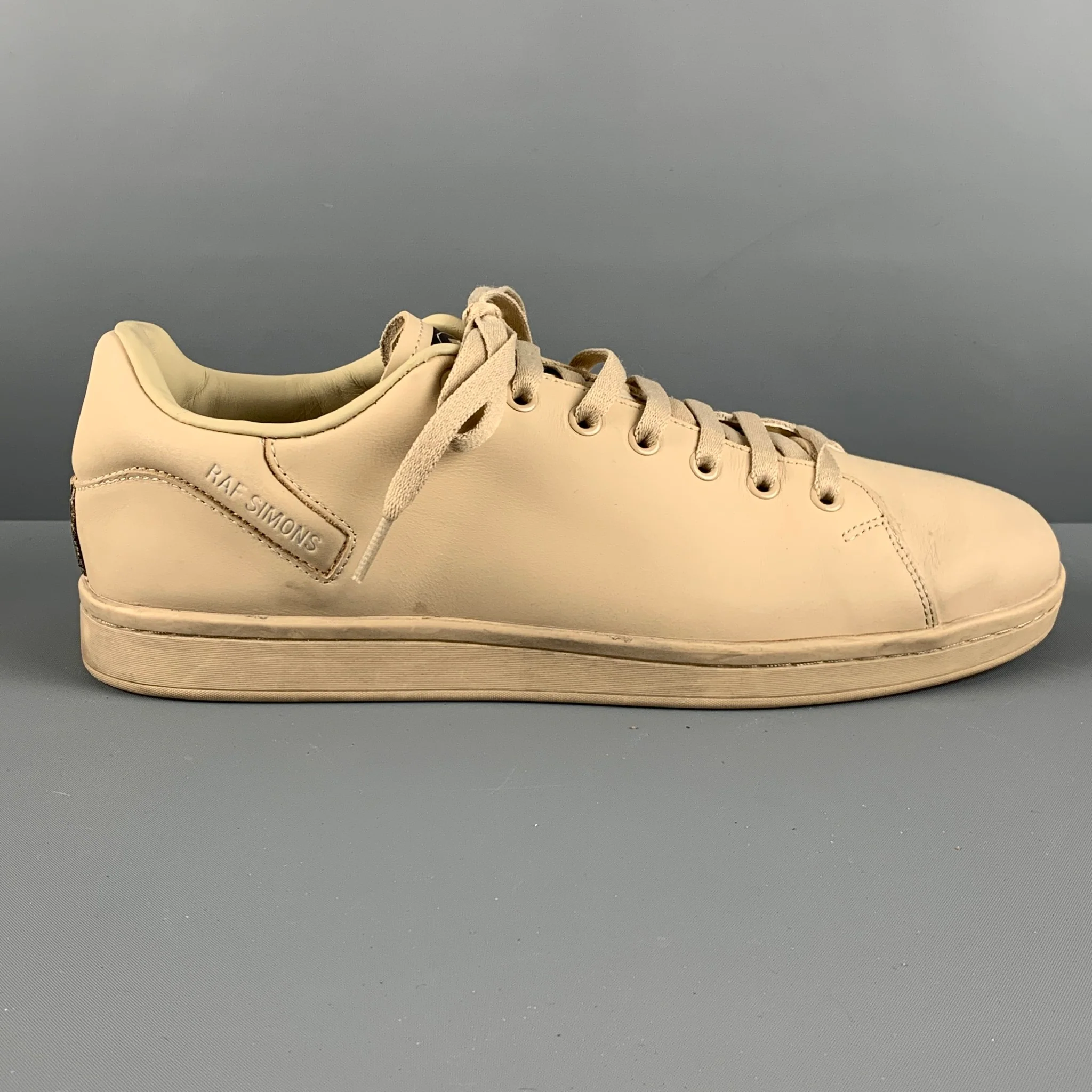 RAF SIMONS Size 11 Beige Leather Low Top Sneakers - Image 2