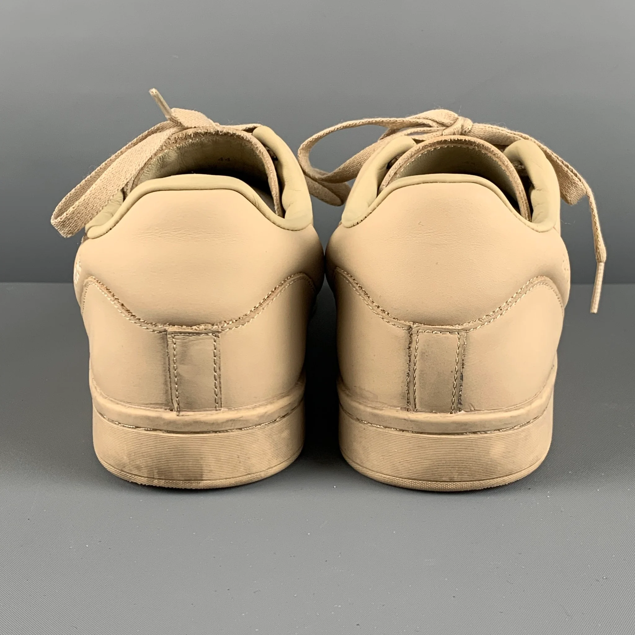 RAF SIMONS Size 11 Beige Leather Low Top Sneakers - Image 3
