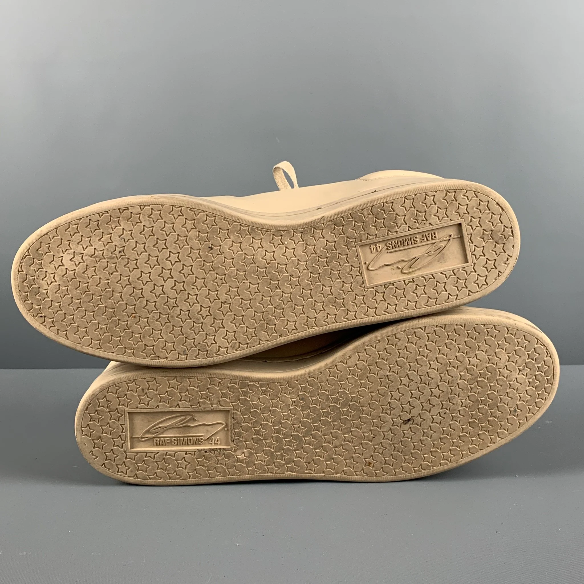 RAF SIMONS Size 11 Beige Leather Low Top Sneakers - Image 6