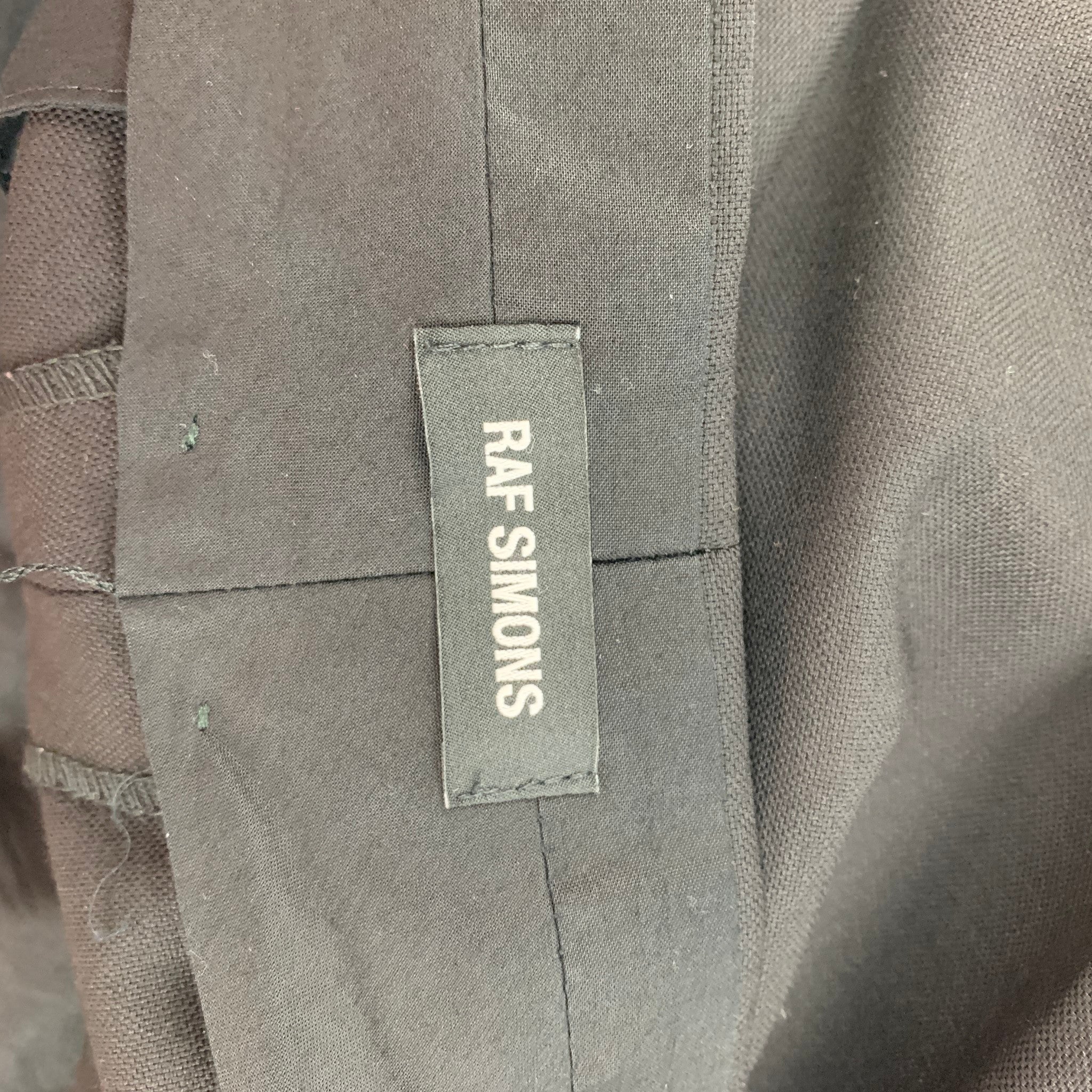 RAF SIMONS Size 36 Black Virgin Wool Flat Front Dress Pants - Image 5
