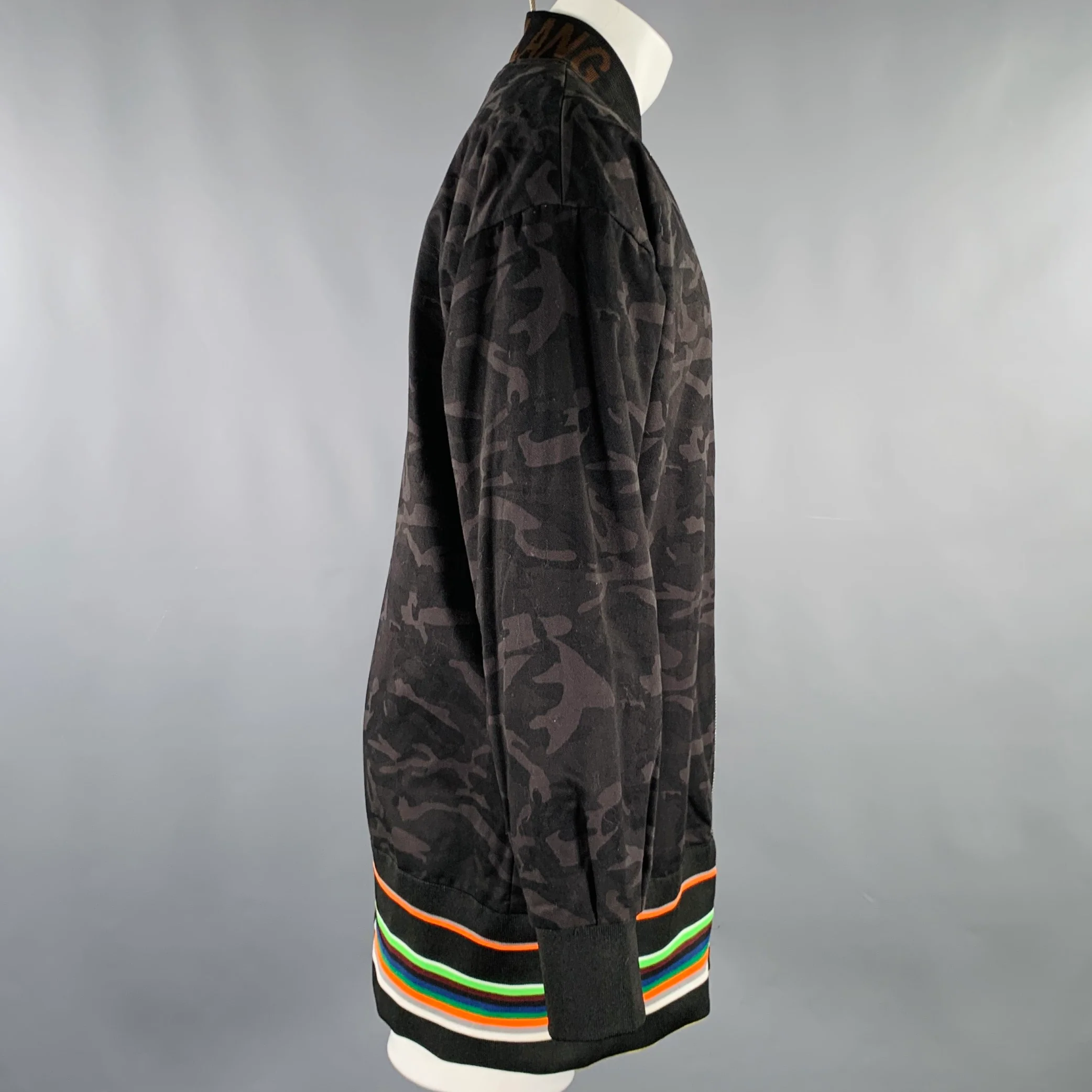 RAF SIMONS Size 38 Black Grey Oversized Camo Cotton Zip Up Coat - Image 3