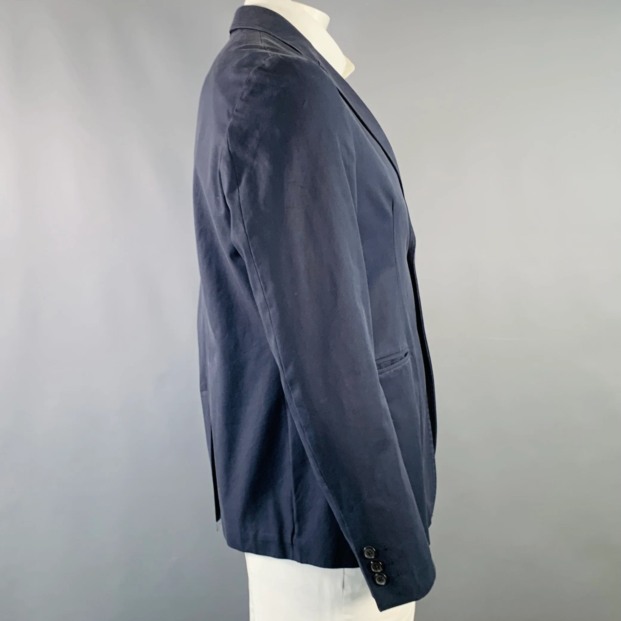 RAF SIMONS Size 42 Regular Navy Cotton Notch Lapel Sport Coat - Image 2