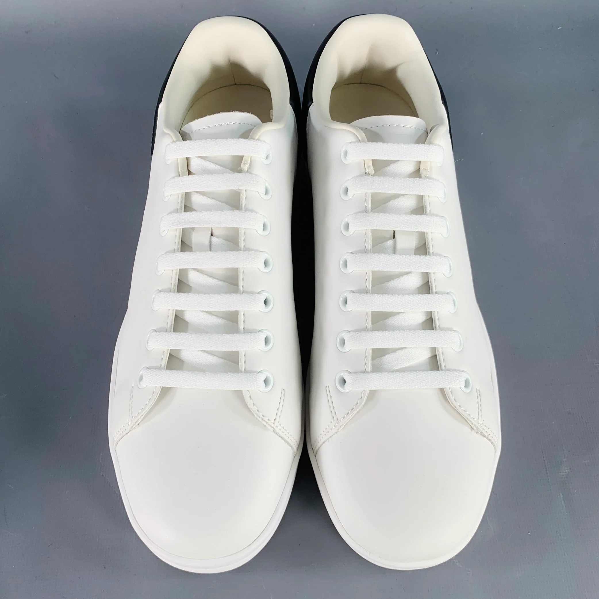 RAF SIMONS Size 8 Orion White Black Leather Lace-Up Low Top Sneakers - Image 4