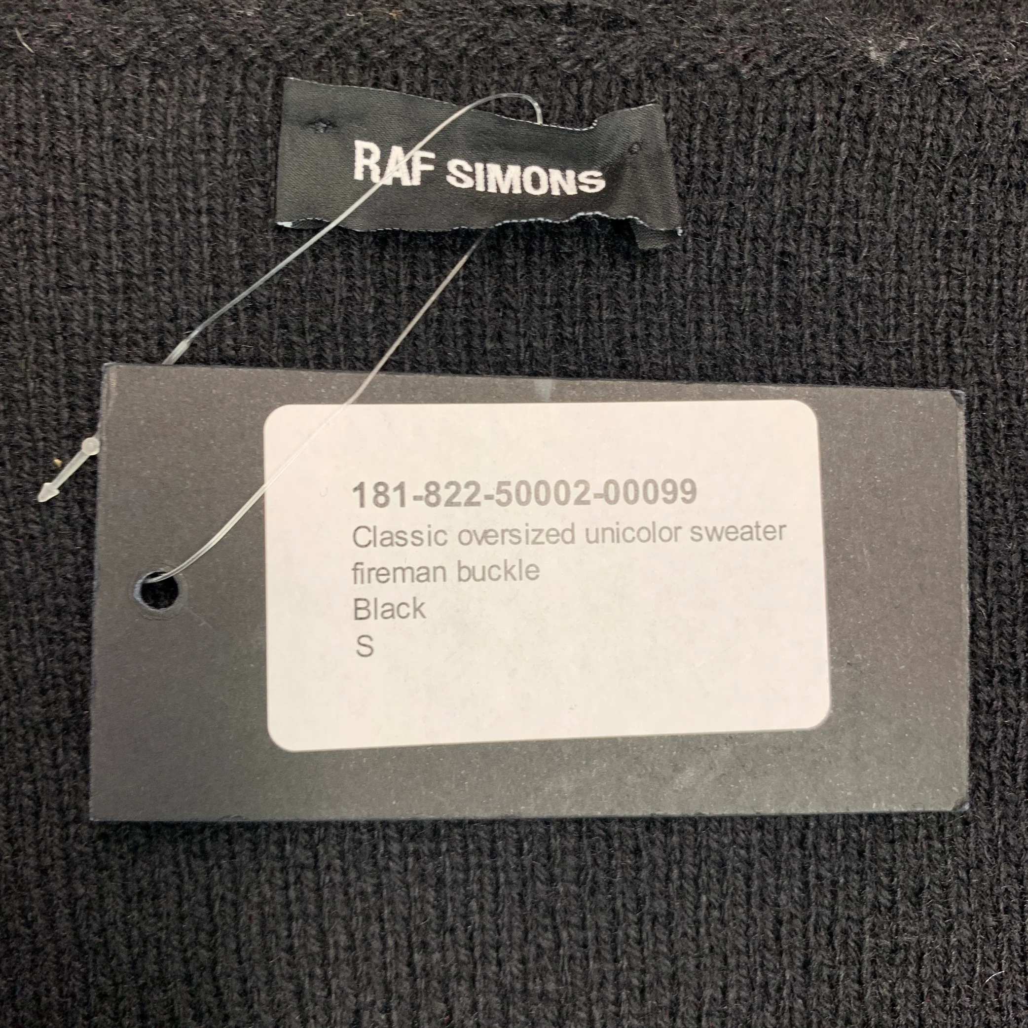RAF SIMONS Size S SS18 -Fireman Buckle- Black Knit Wool Oversized Sweater - Image 8