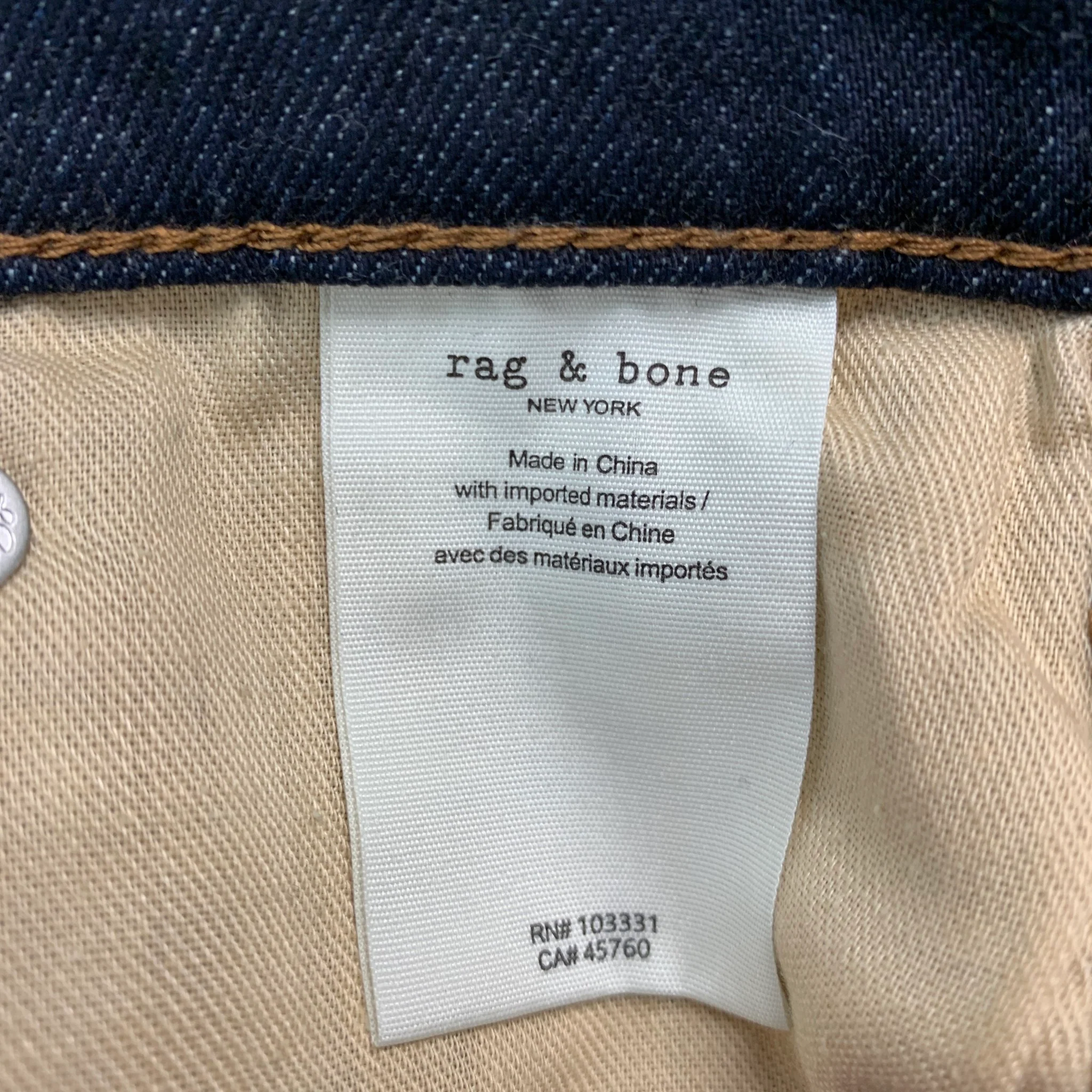 RAG & BONE Size 28 Navy Cotton Elastane Jeans - Image 4