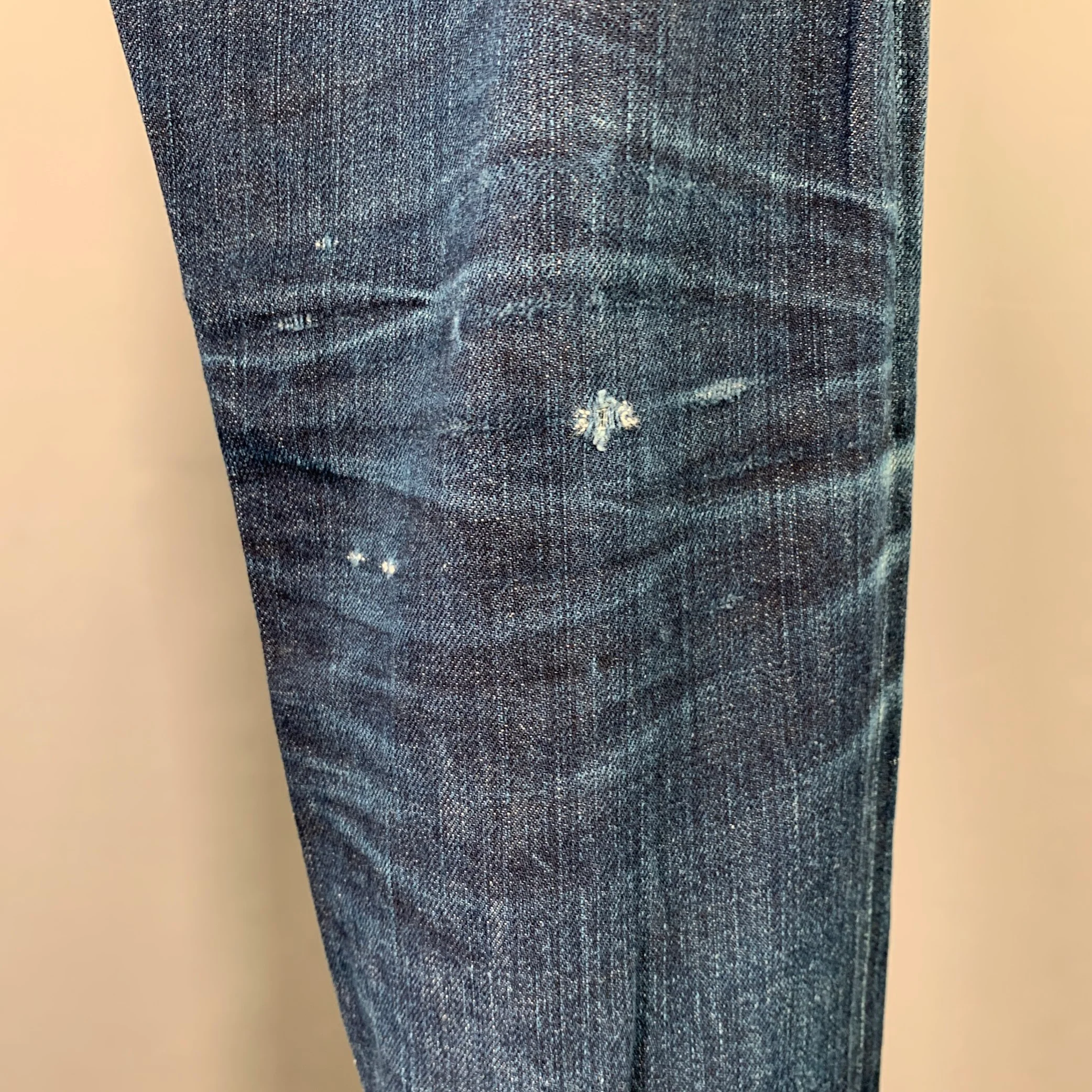 RAG & BONE Size 30 Blue Contrast Stitch Cotton Straight Selvedge Jeans - Image 5