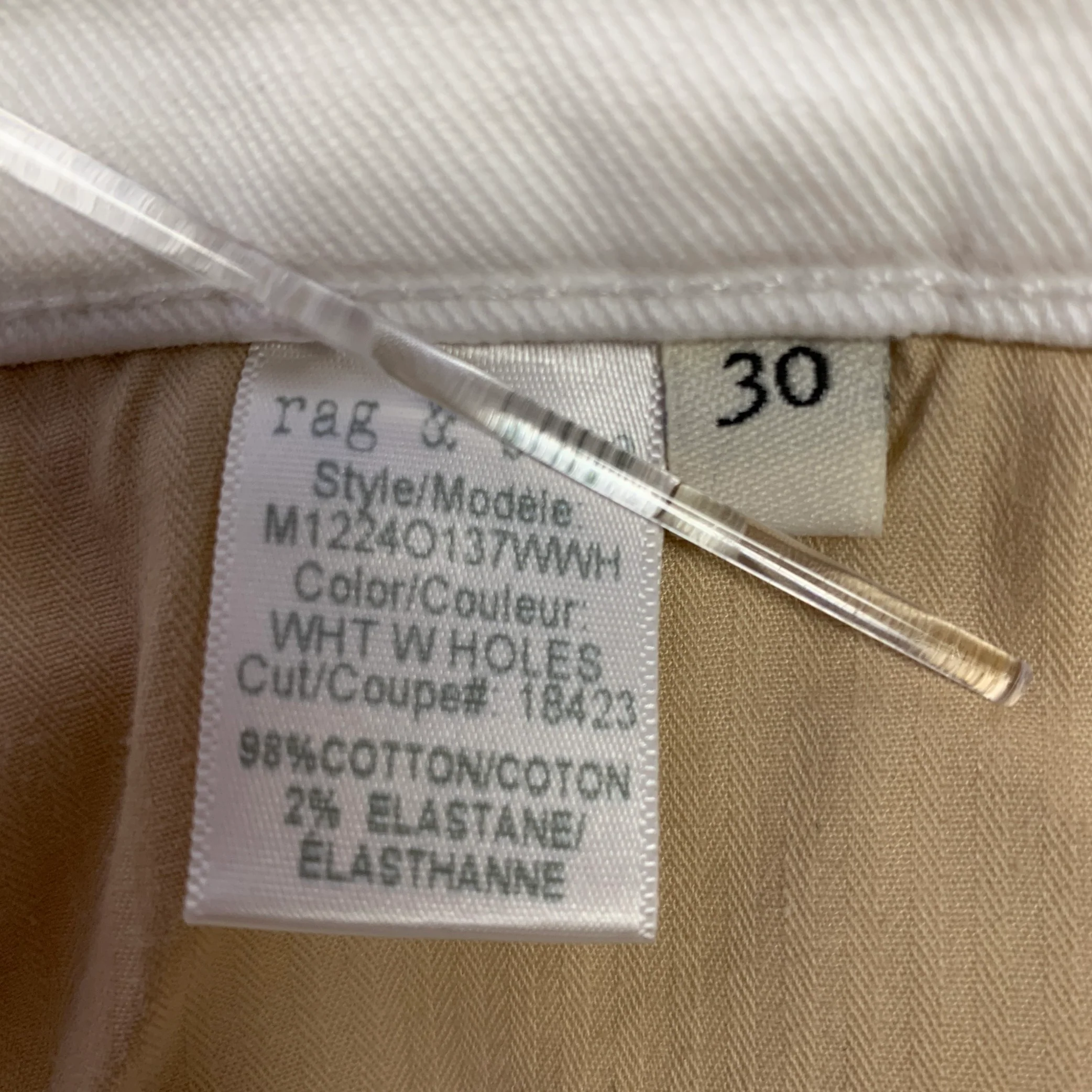 RAG & BONE Size 30 White Distressed Cotton Blend Skinny Jeans - Image 7