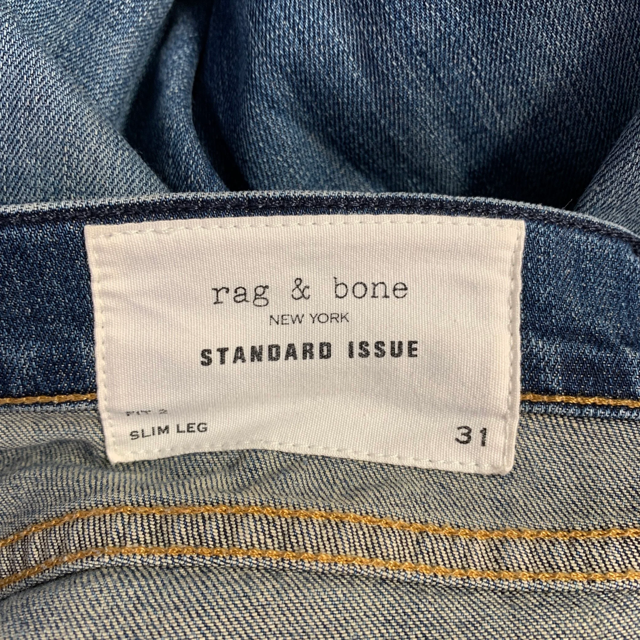 RAG & BONE Size 31 Blue Cotton Slim Five Pockets Jeans - Image 4