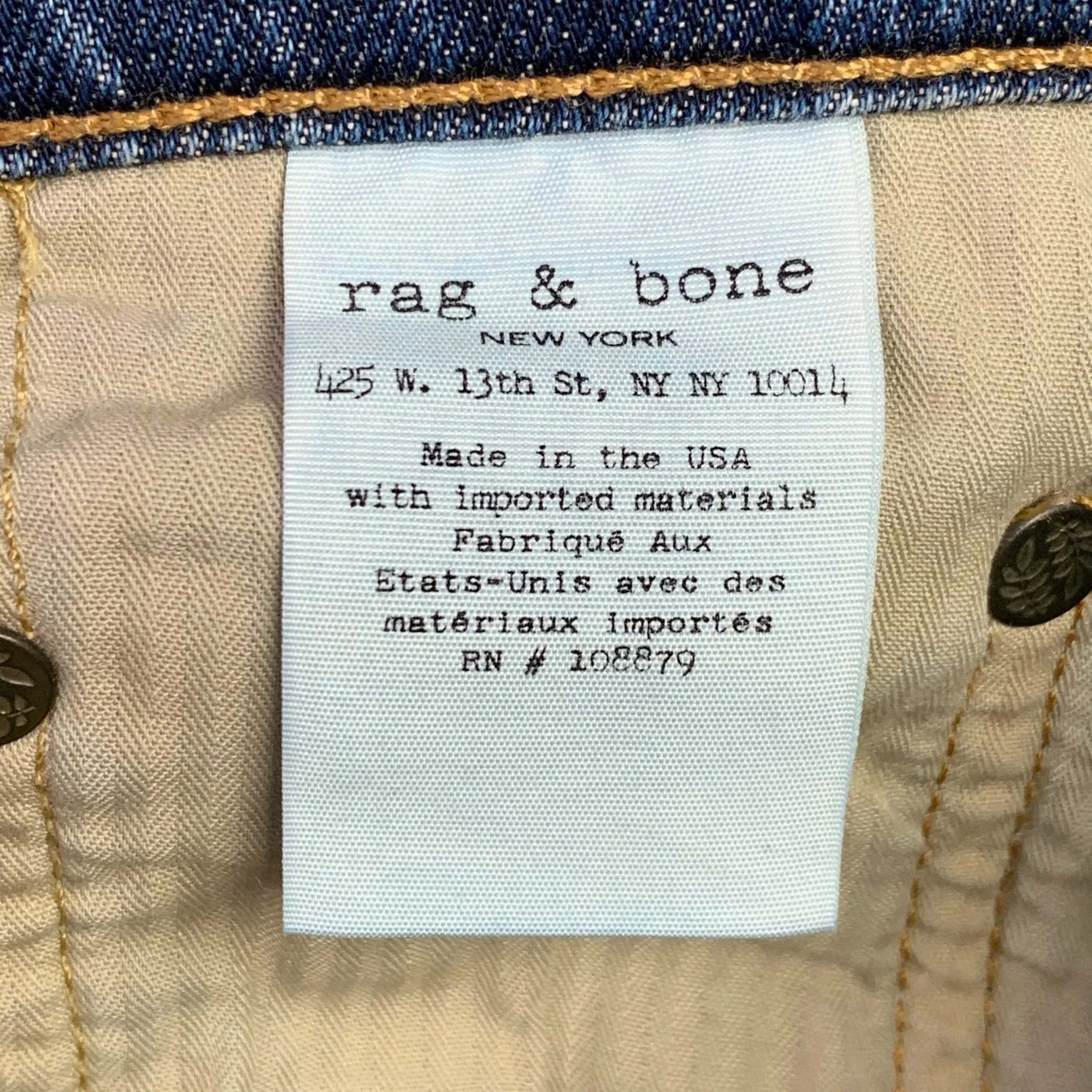 RAG & BONE Size 31 Blue Cotton Slim Five Pockets Jeans - Image 5