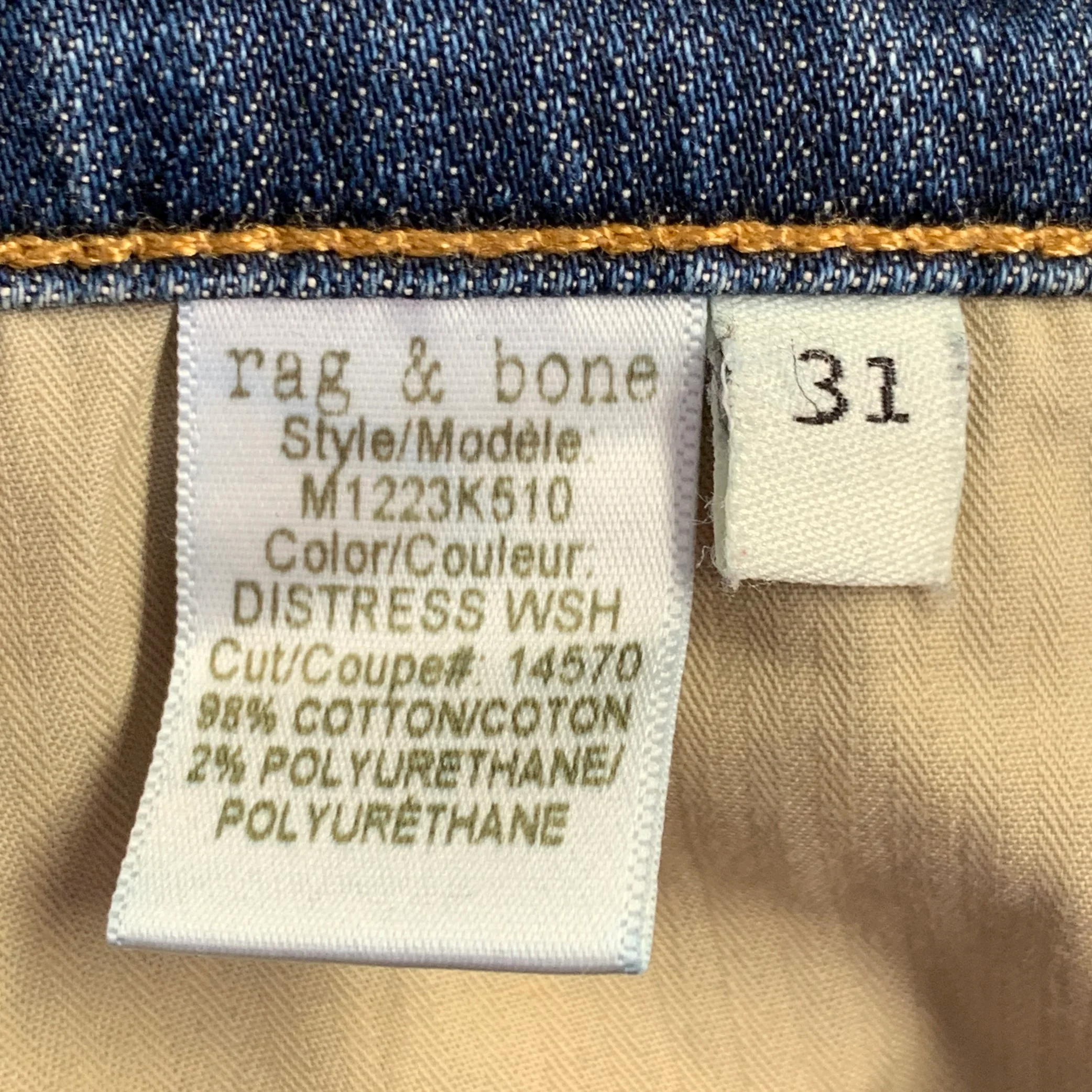RAG & BONE Size 31 Blue Cotton Slim Five Pockets Jeans - Image 7
