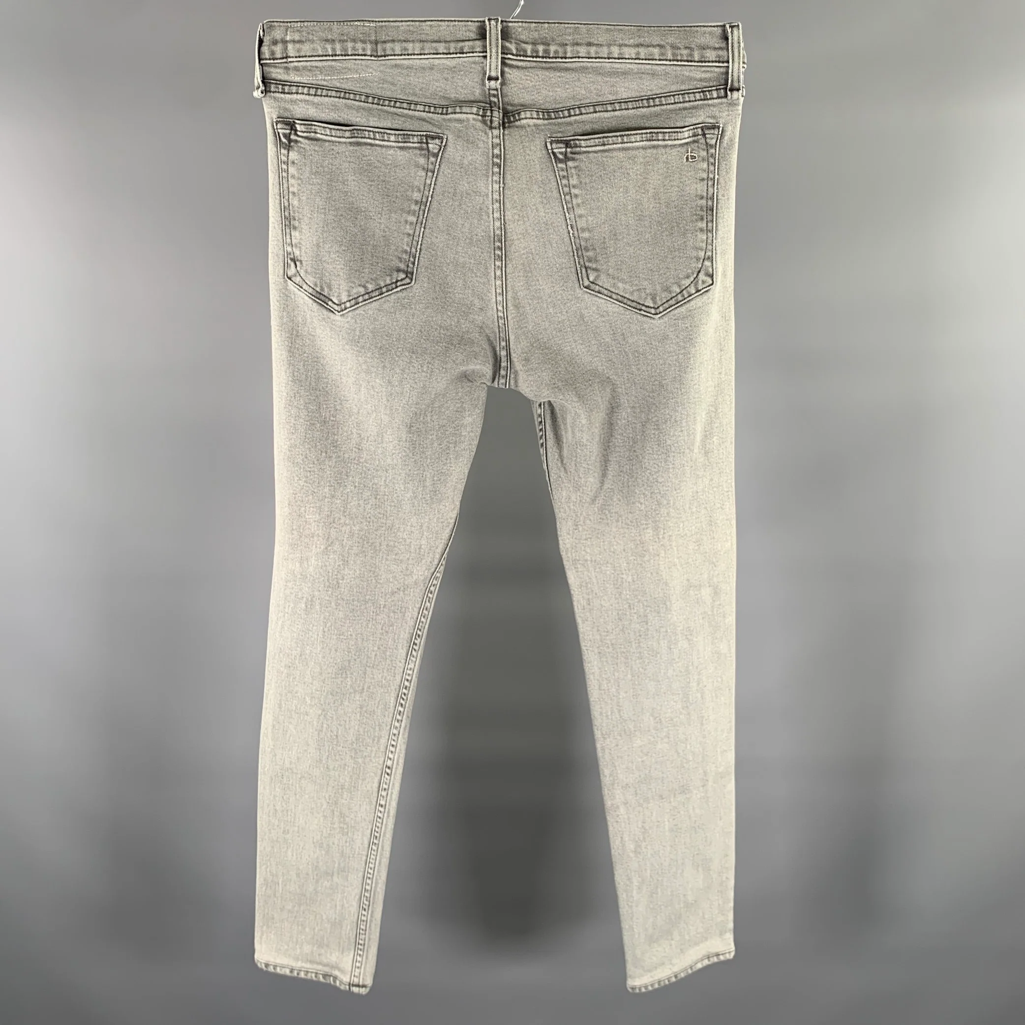 RAG & BONE Size 31 Grey Wash Cotton Blend Skinny Jeans - Image 3