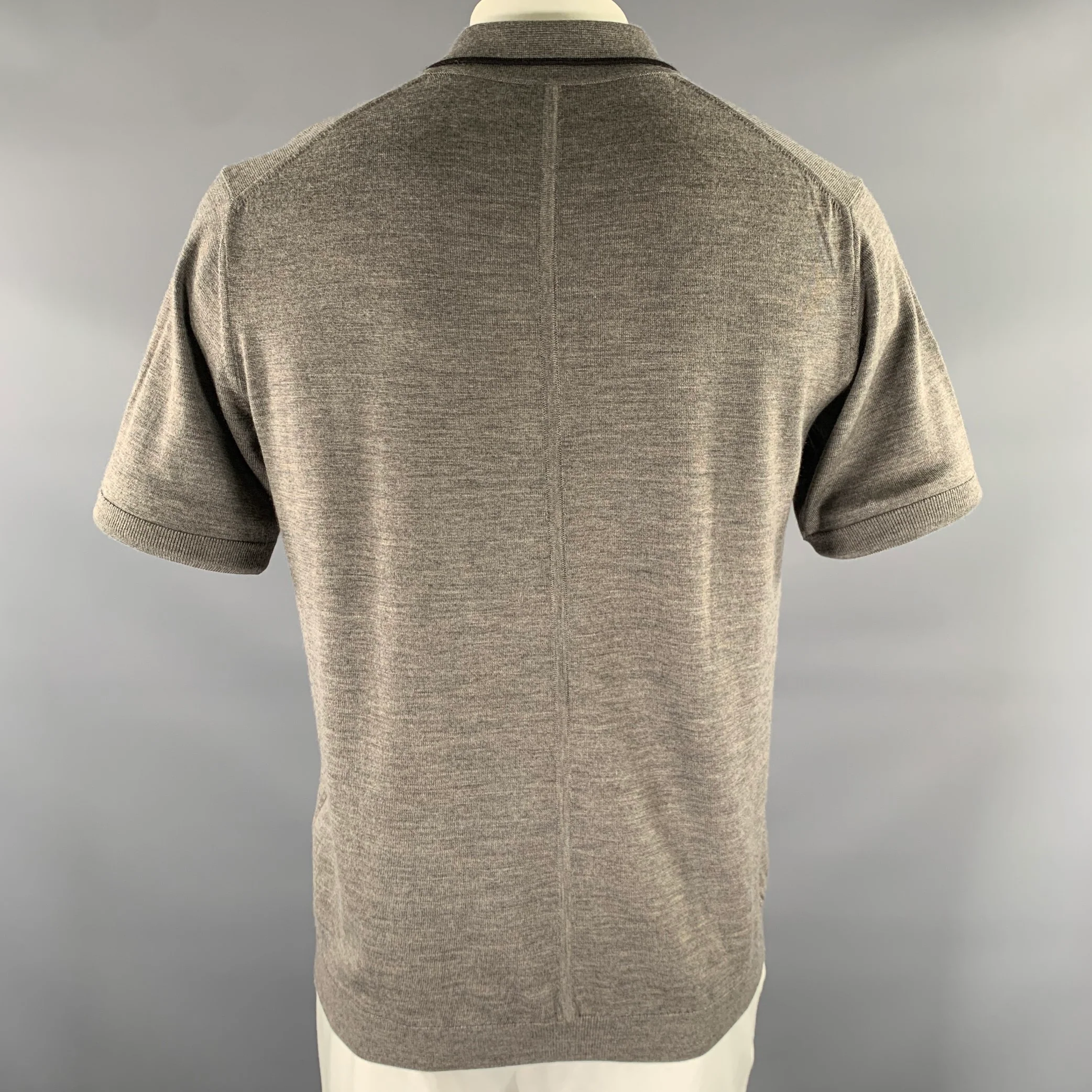 RAG & BONE Size L Brown Black Knitted Wool Cashmere Buttoned Polo - Image 3