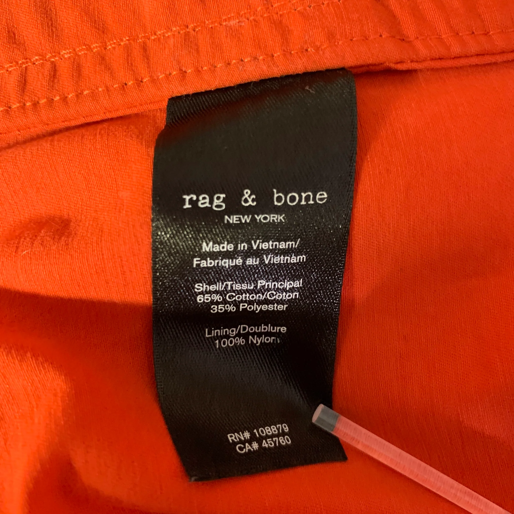 RAG & BONE Size L Orange Cotton Polyester Parka Jacket - Image 6