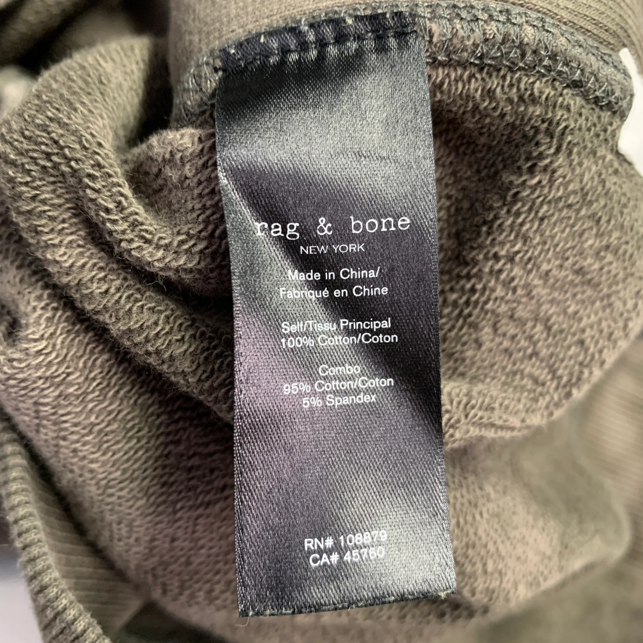 RAG & BONE Size M Green Olive Tie Dye Cotton Hooded Sweatshirt - Image 5