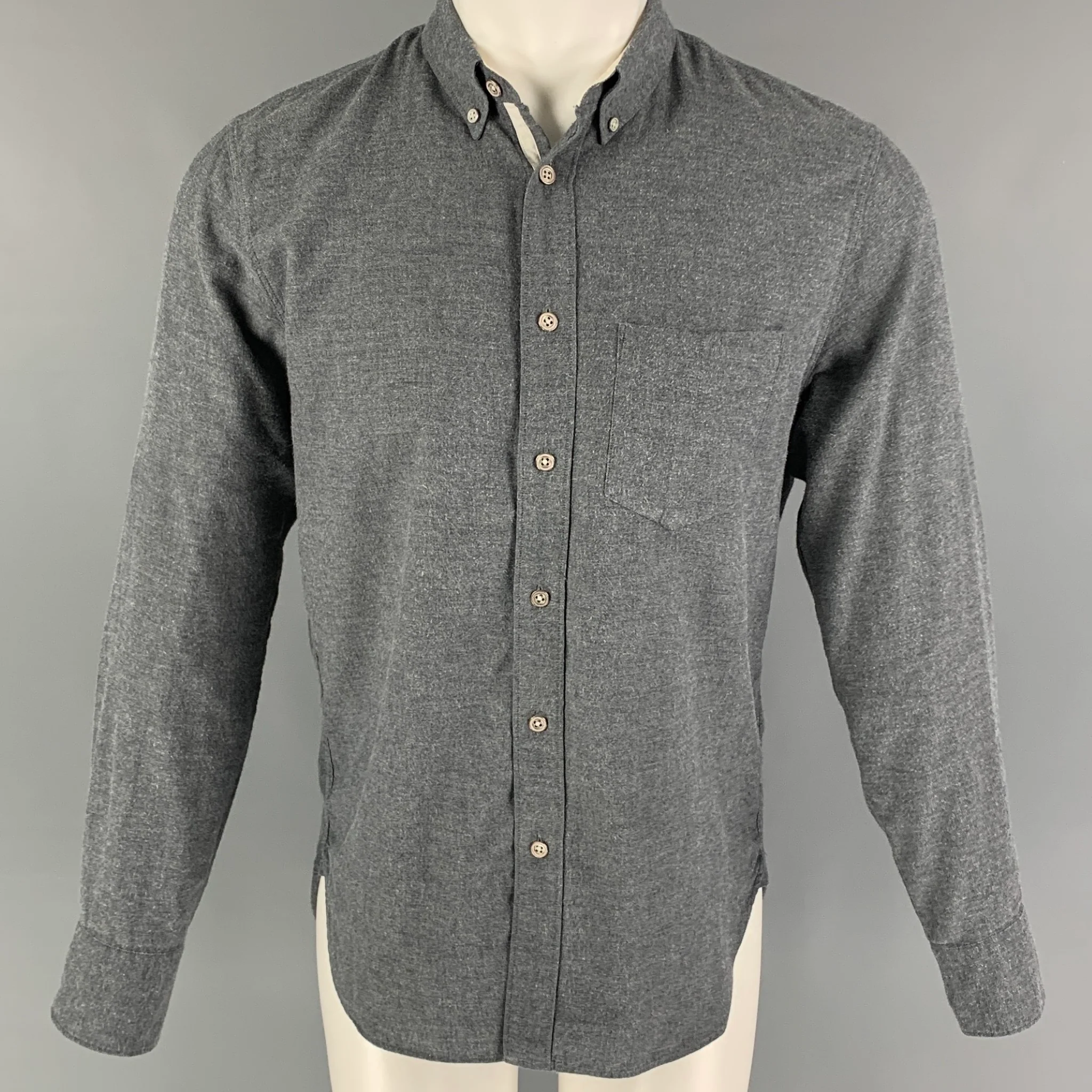 RAG & BONE Size M Grey Cotton Flanel Long Sleeve Shirt
