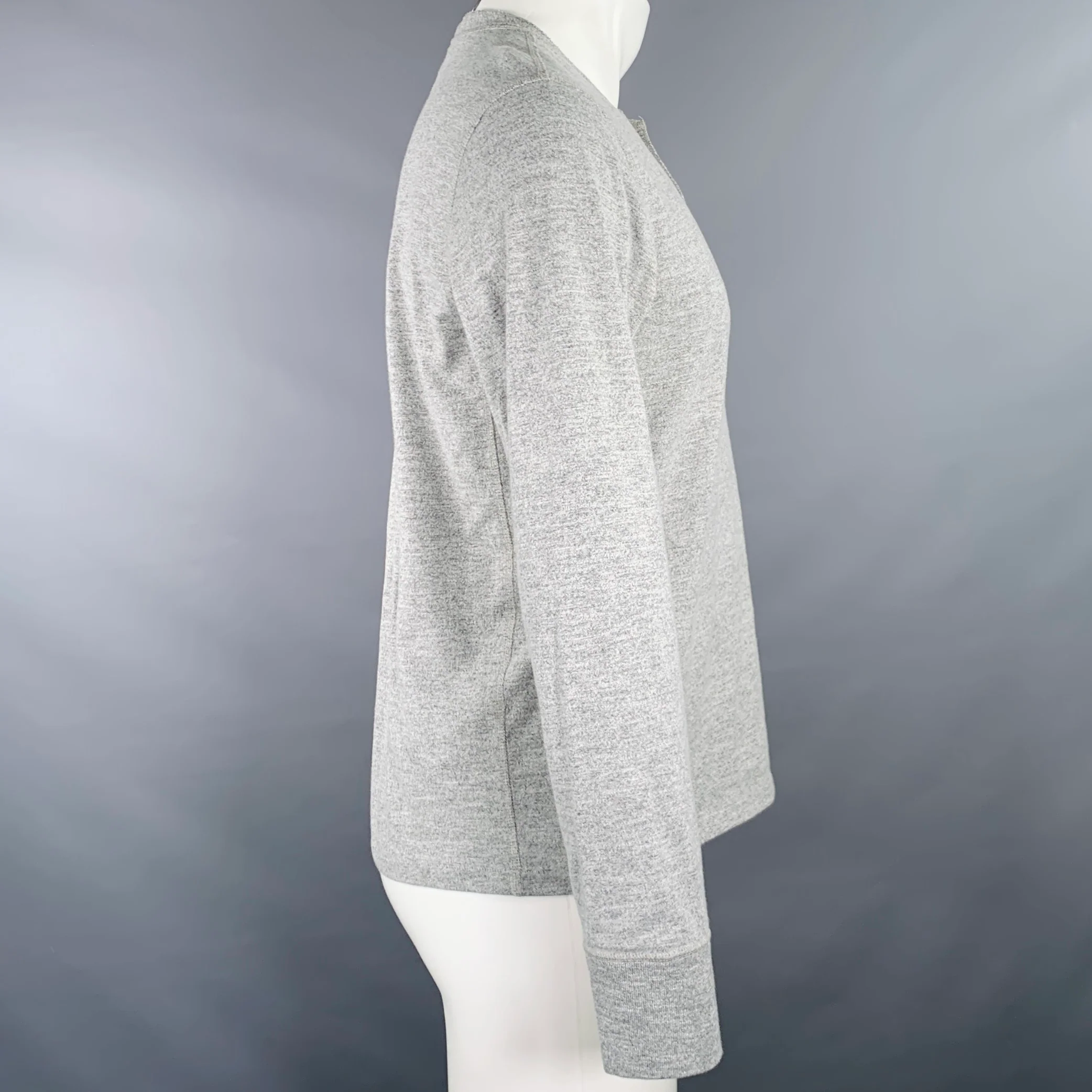 RAG & BONE Size M Grey Heather Cotton Blend Henley T-shirt - Image 2