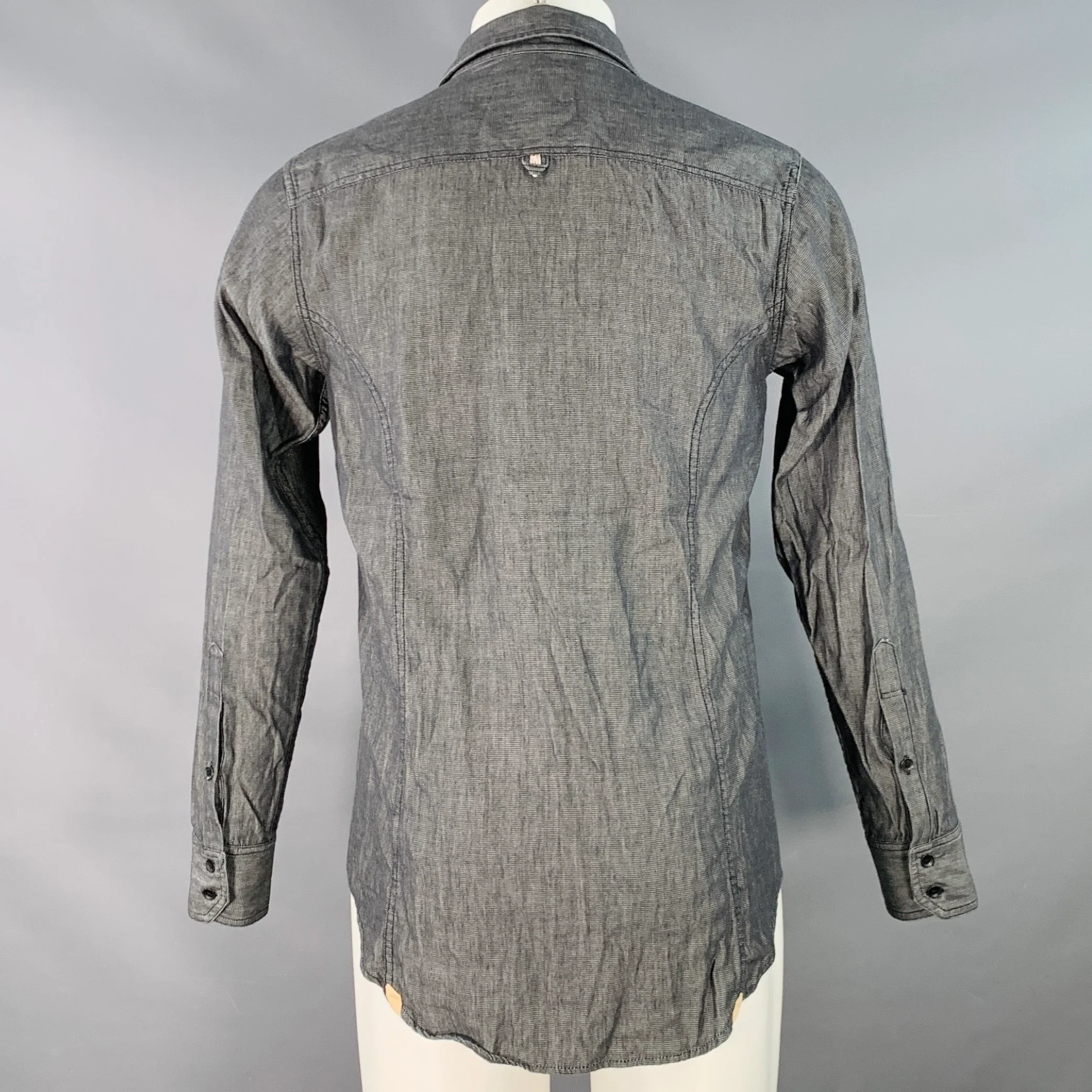RAG & BONE Size M Grey Wrinkled Cotton Two Pockets Long Sleeve Shirt - Image 4
