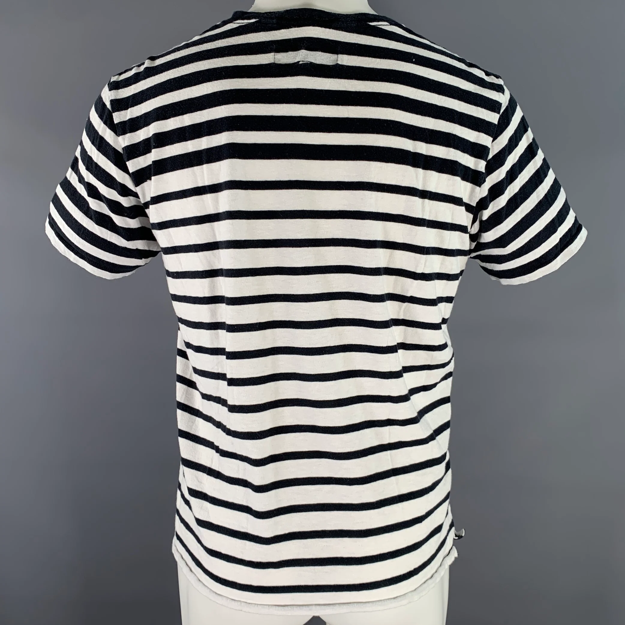 RAG & BONE Size M Navy White Stripe Cotton Crew-Neck T-shirt - Image 3