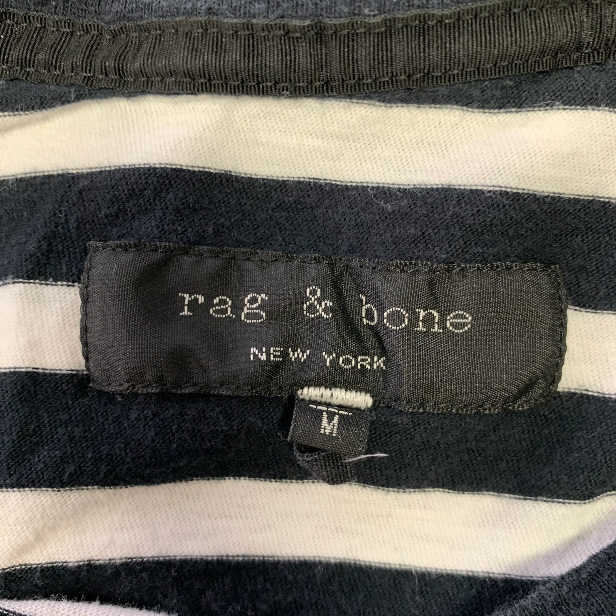 RAG & BONE Size M Navy White Stripe Cotton Crew-Neck T-shirt - Image 4