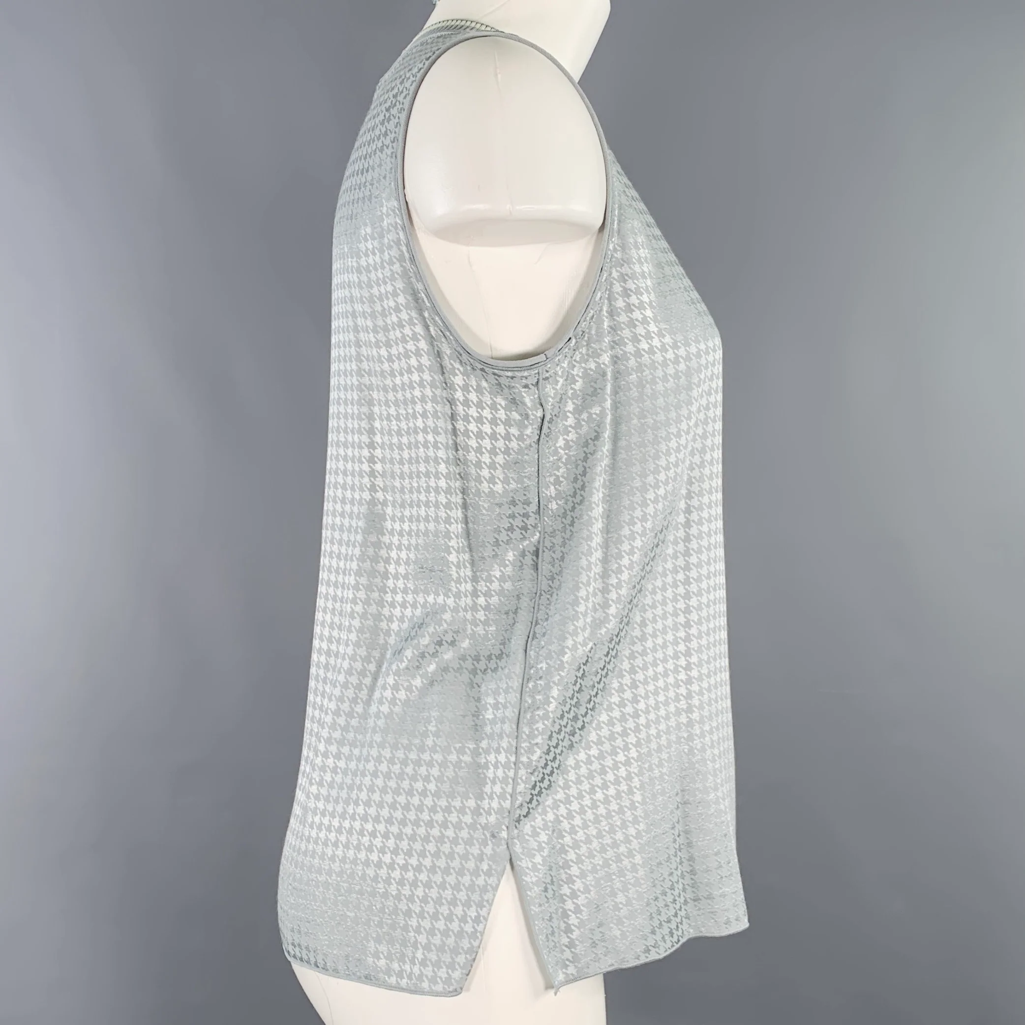 RAG & BONE Size S Ali Tank Grey Acetate Blend Houndstooth Sleeveless Casual Top - Image 3