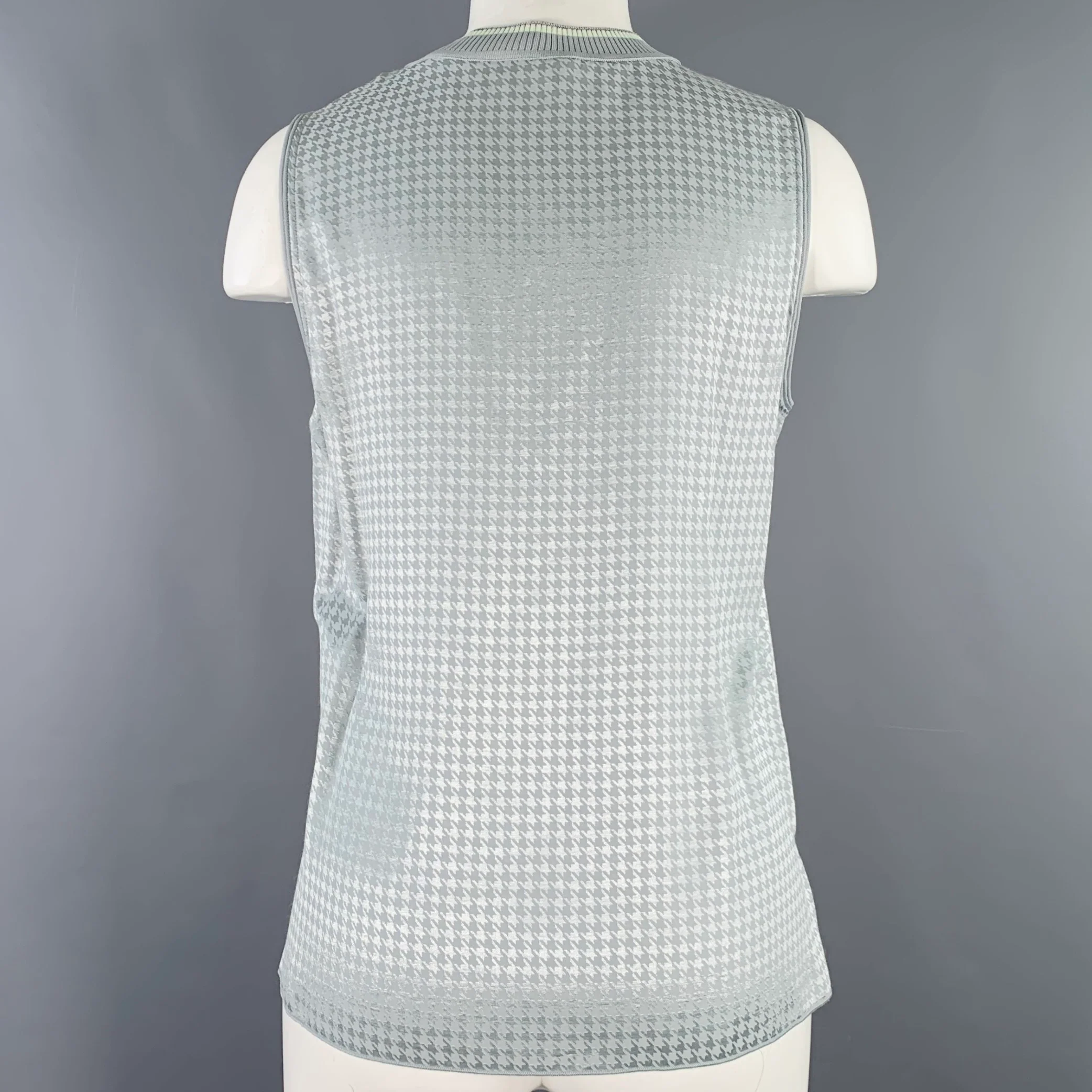 RAG & BONE Size S Ali Tank Grey Acetate Blend Houndstooth Sleeveless Casual Top - Image 4