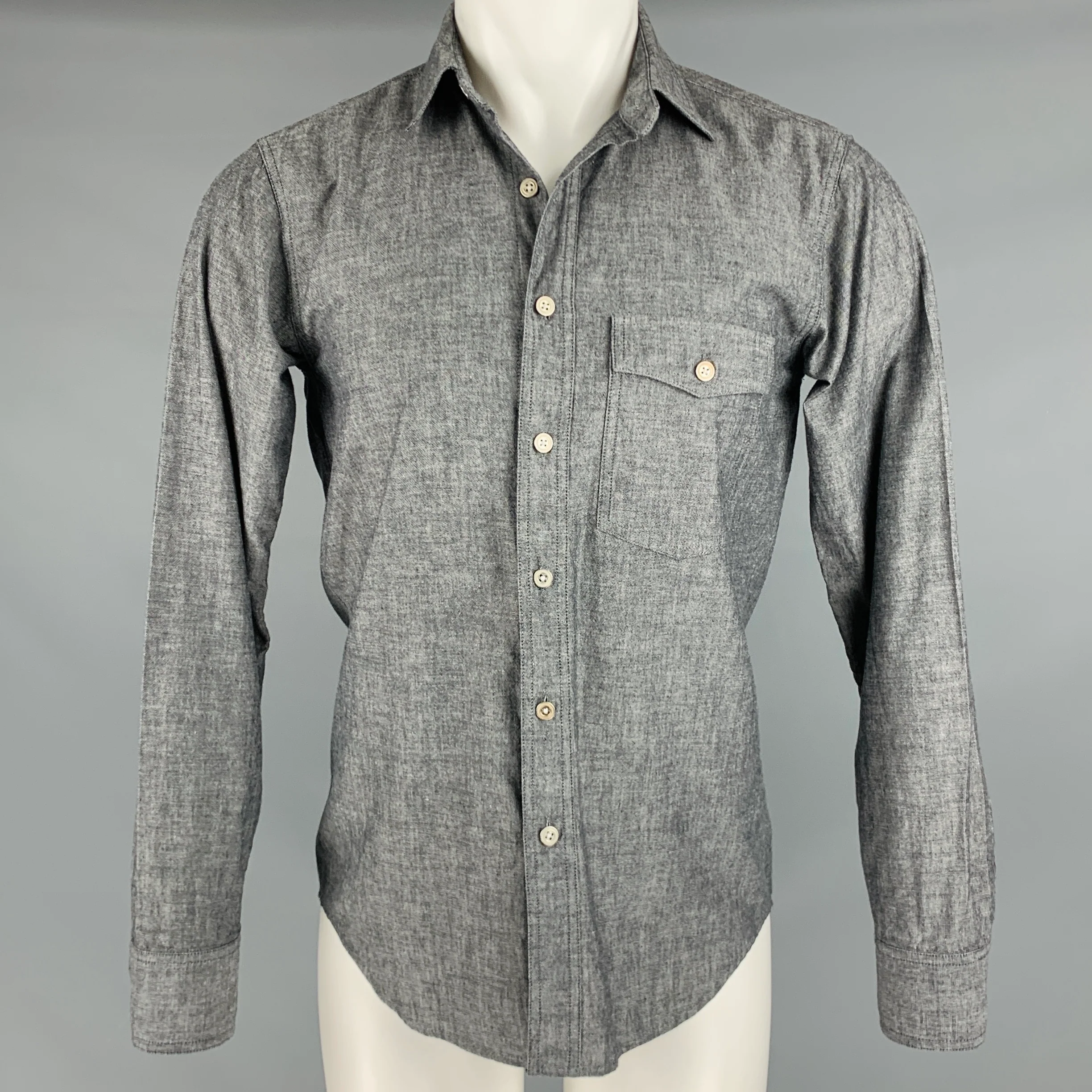 RAG & BONE Size S Grey Cotton Button Up Long Sleeve Shirt