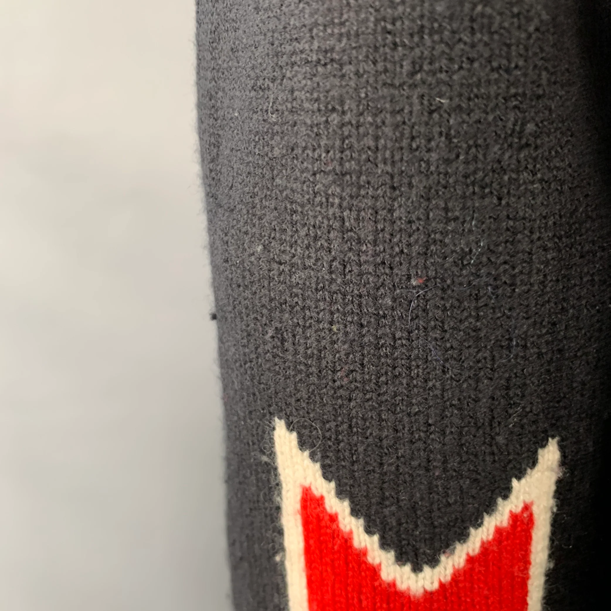RAG & BONE Size XL Black Red Abstract Merino Wool Crew Neck Sweater - Image 5