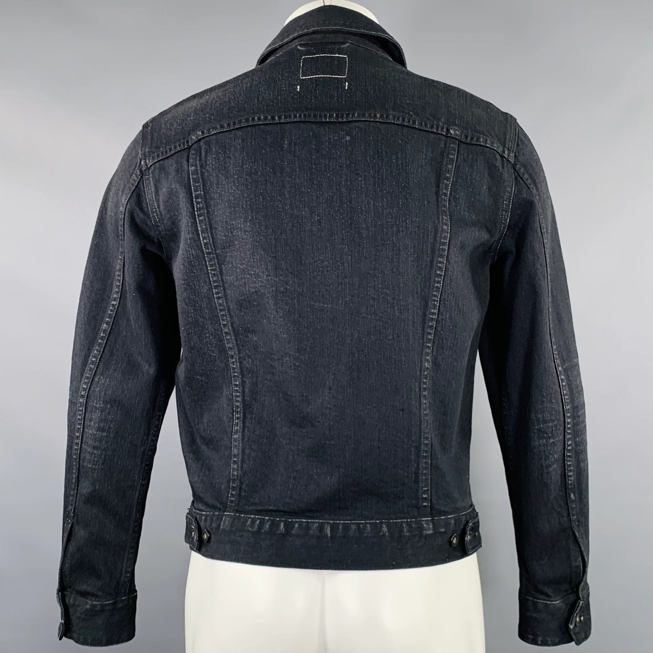 RAG & BONE Size XS Black Cotton Polyurethane Trucker Jacket - Image 3