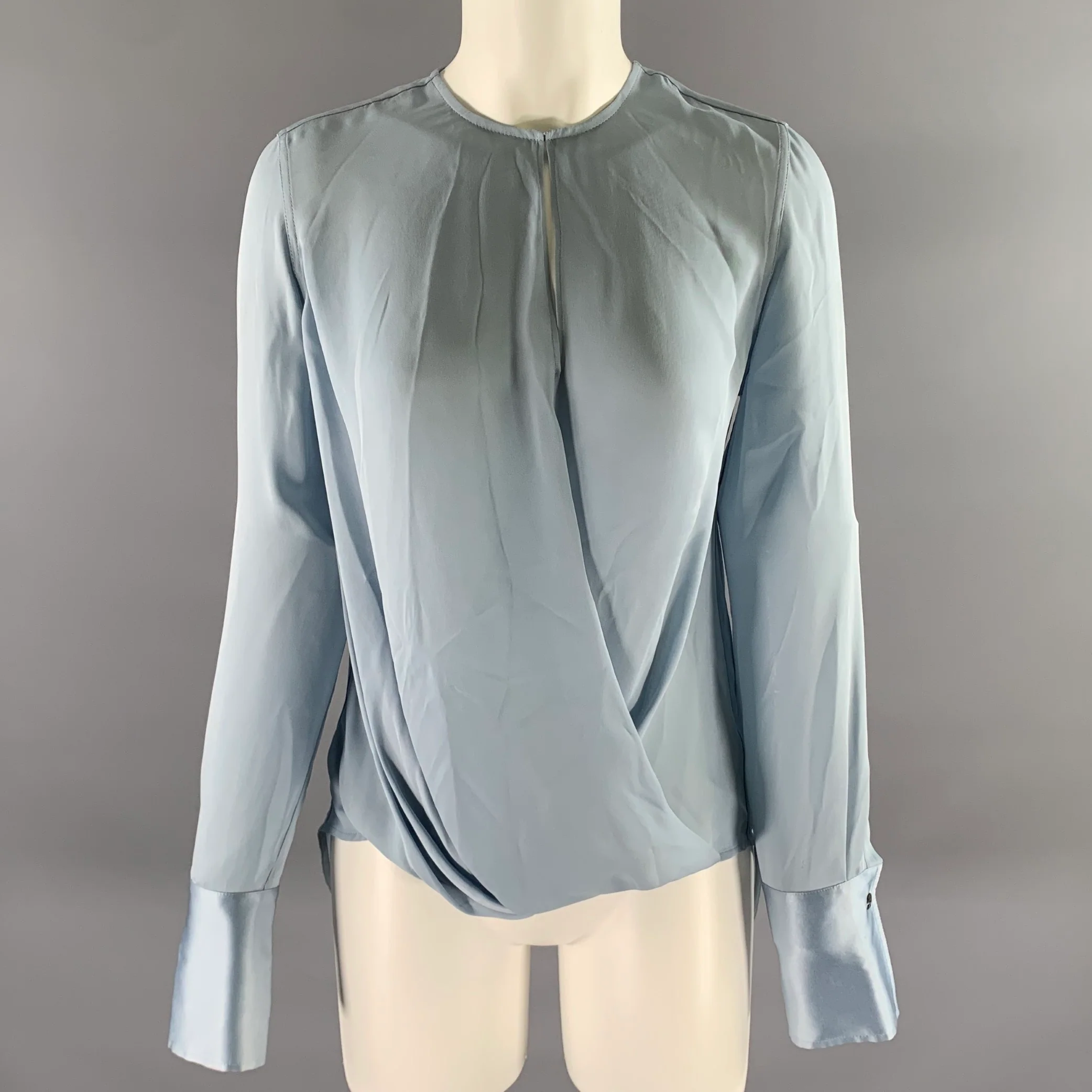 RAG & BONE Size XS Blue Silk Faux Wrap Blouse