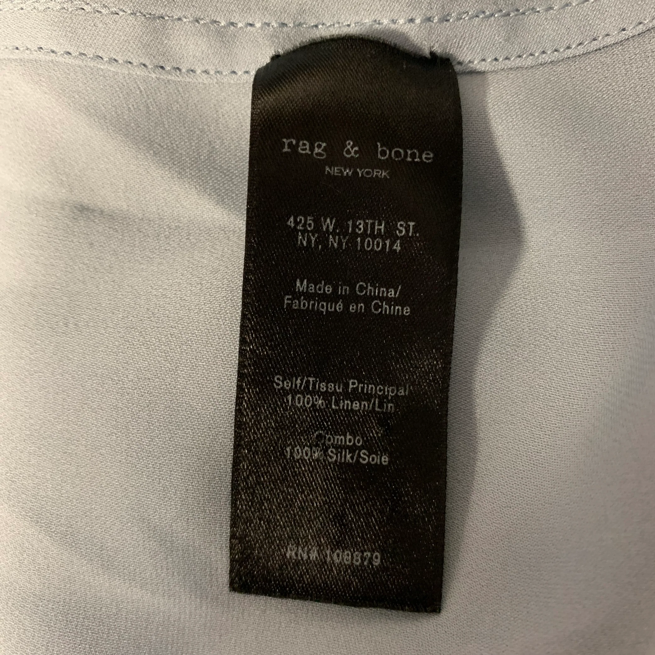 RAG & BONE Size XS Blue Silk Faux Wrap Blouse - Image 7