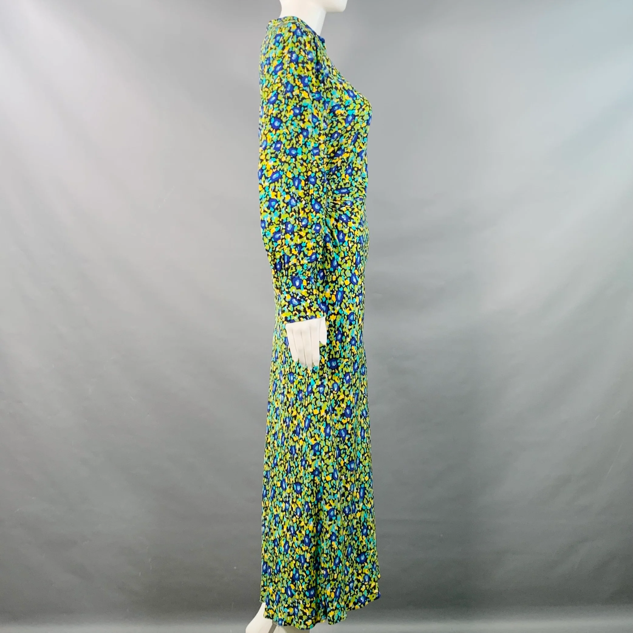 RAILS Size S Carmel Black Green Yellow Rayon Blend Floral Cutout Midi Dress - Image 3