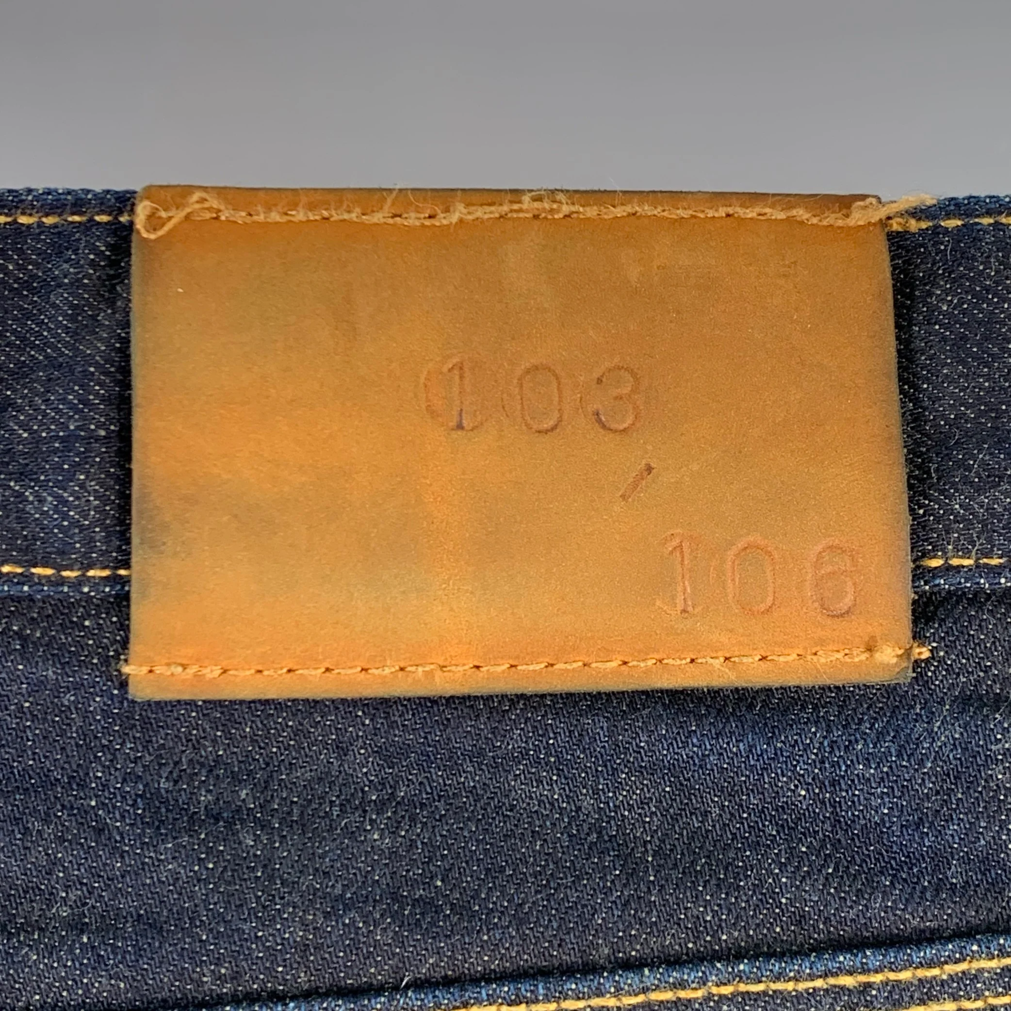 RALEIGH DENIM Size 34 Jones Indigo Twill Cotton Blend Straight Selvedge Jeans - Image 4